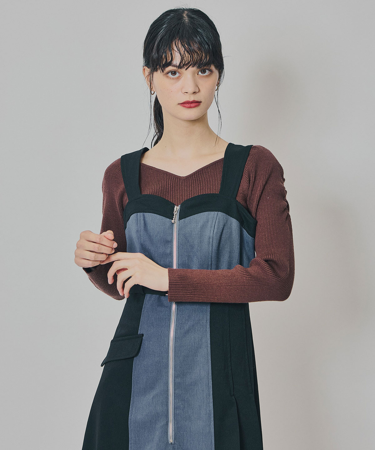 フロントジップバイカラージャンスカ