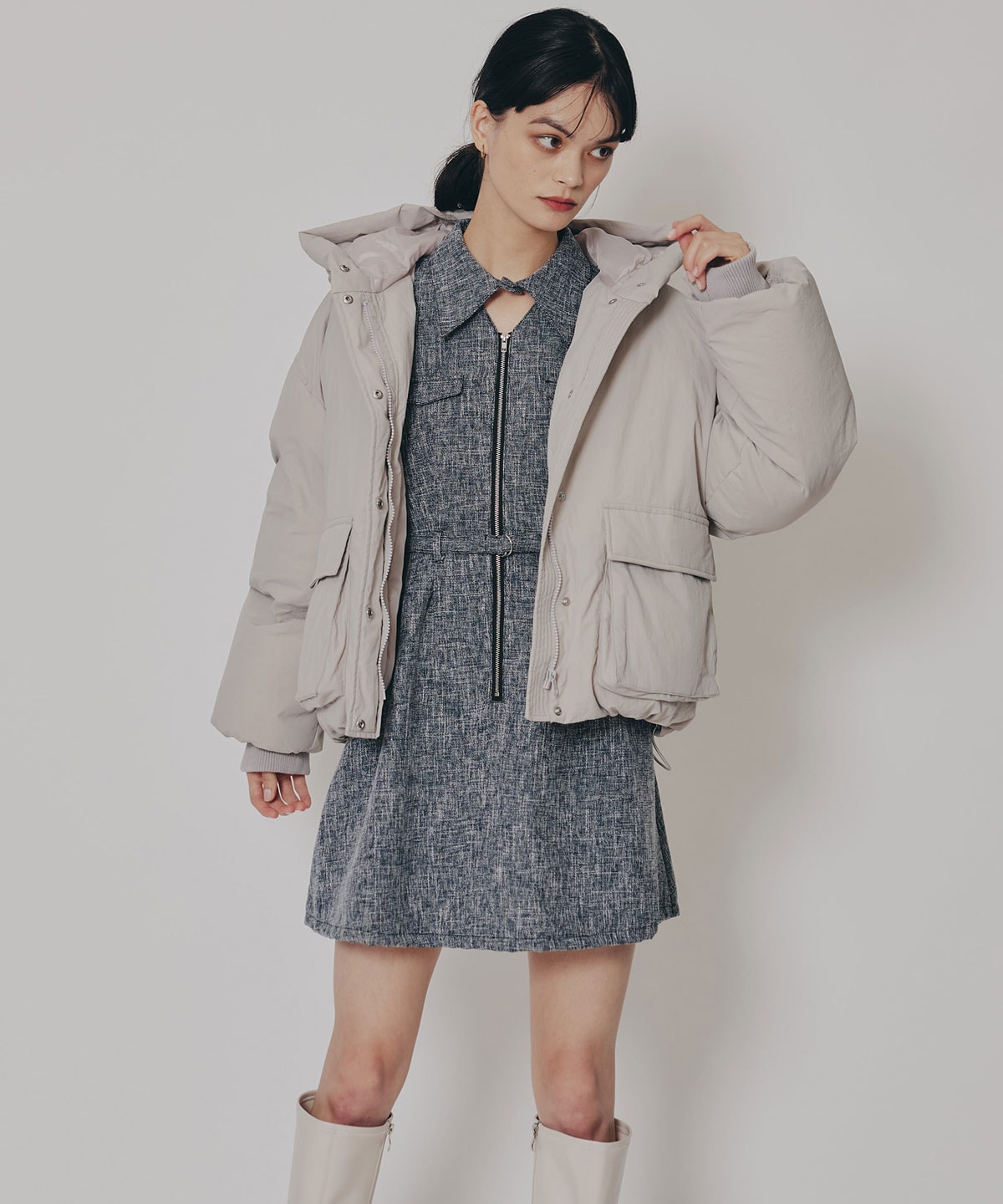 フラップポケットファイバーダウンジャケット