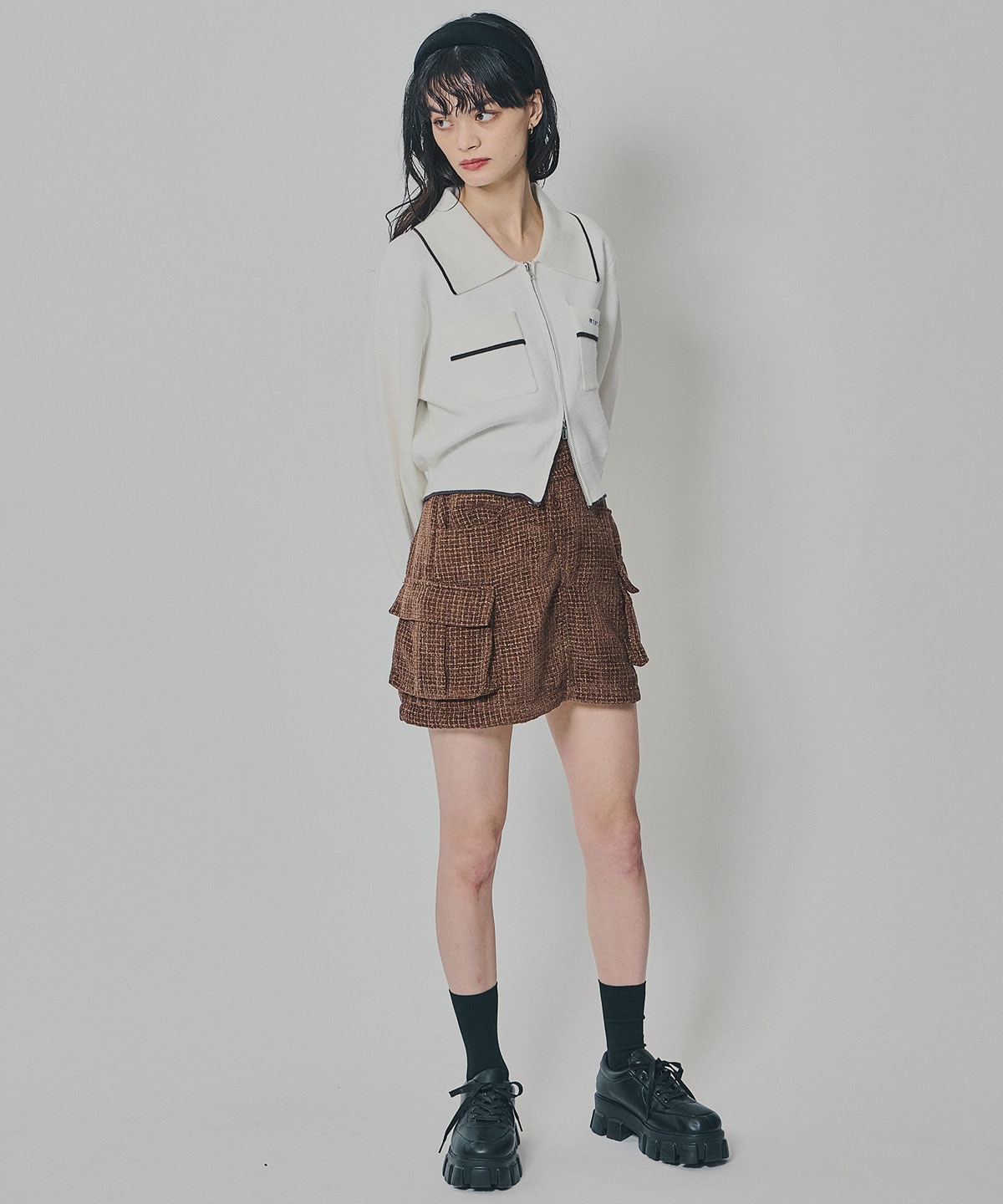 バイカラーラインZIPニットジャケット