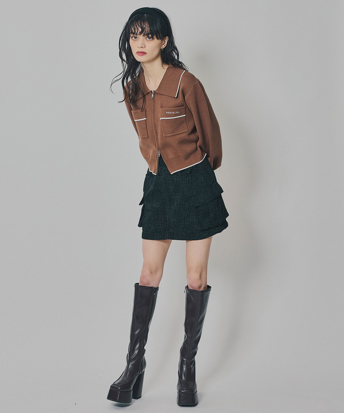 バイカラーラインZIPニットジャケット