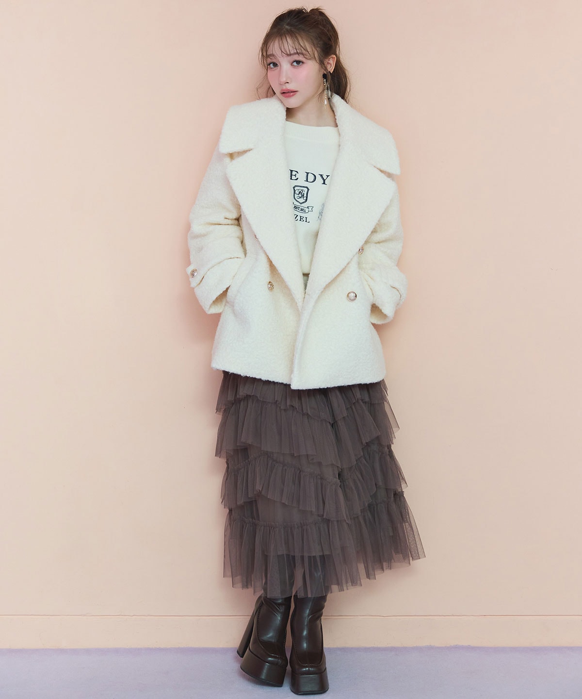 ボアダブルミドルコート