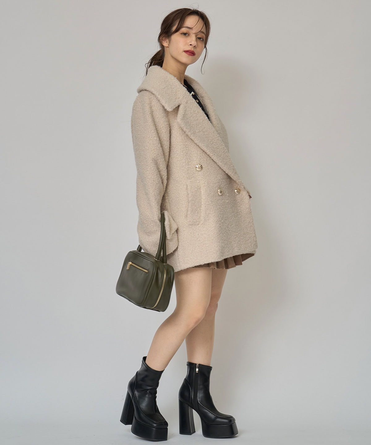 ボアダブルミドルコート