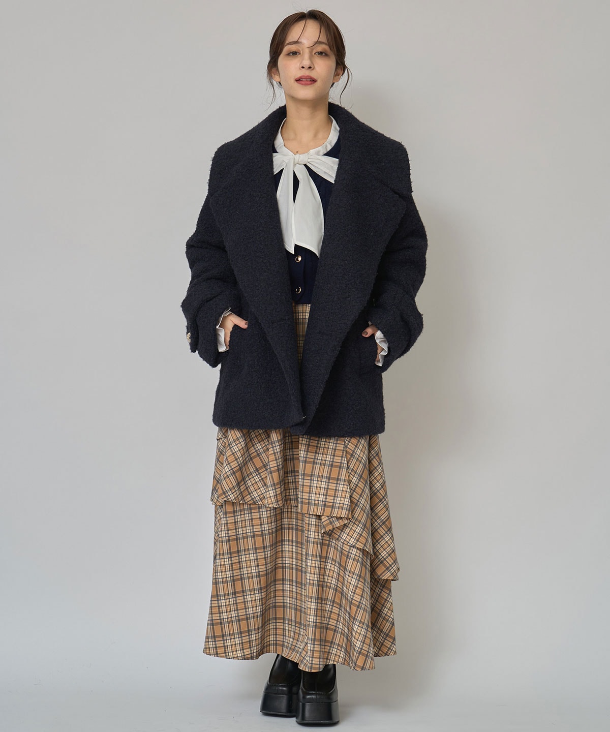 ボアダブルミドルコート