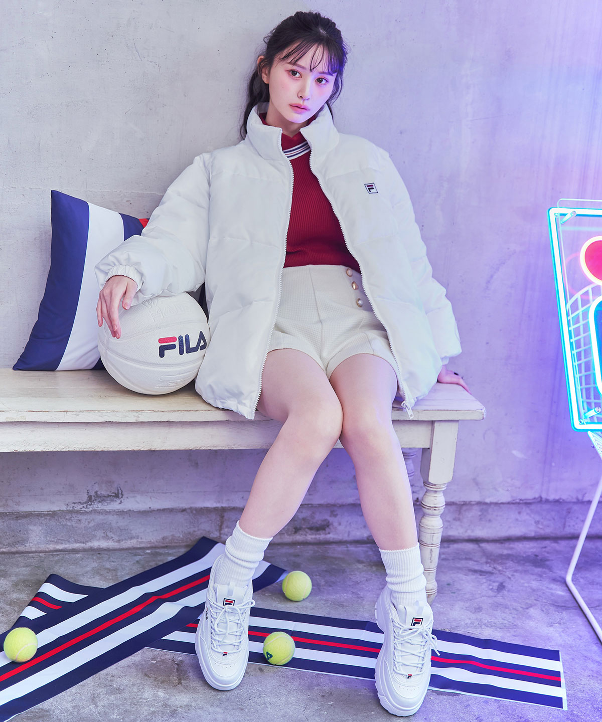 ［FILA×REDYAZEL］ラインタートルニットプルオーバー