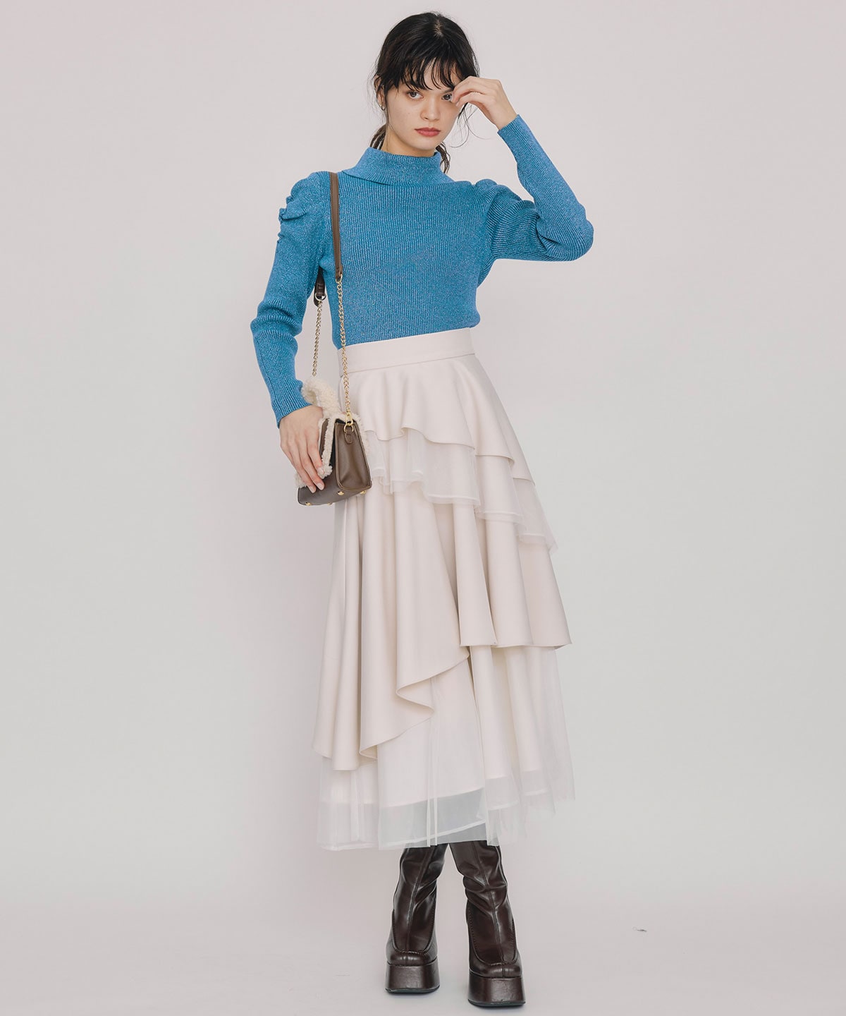 ラメタートルニットプルオーバー