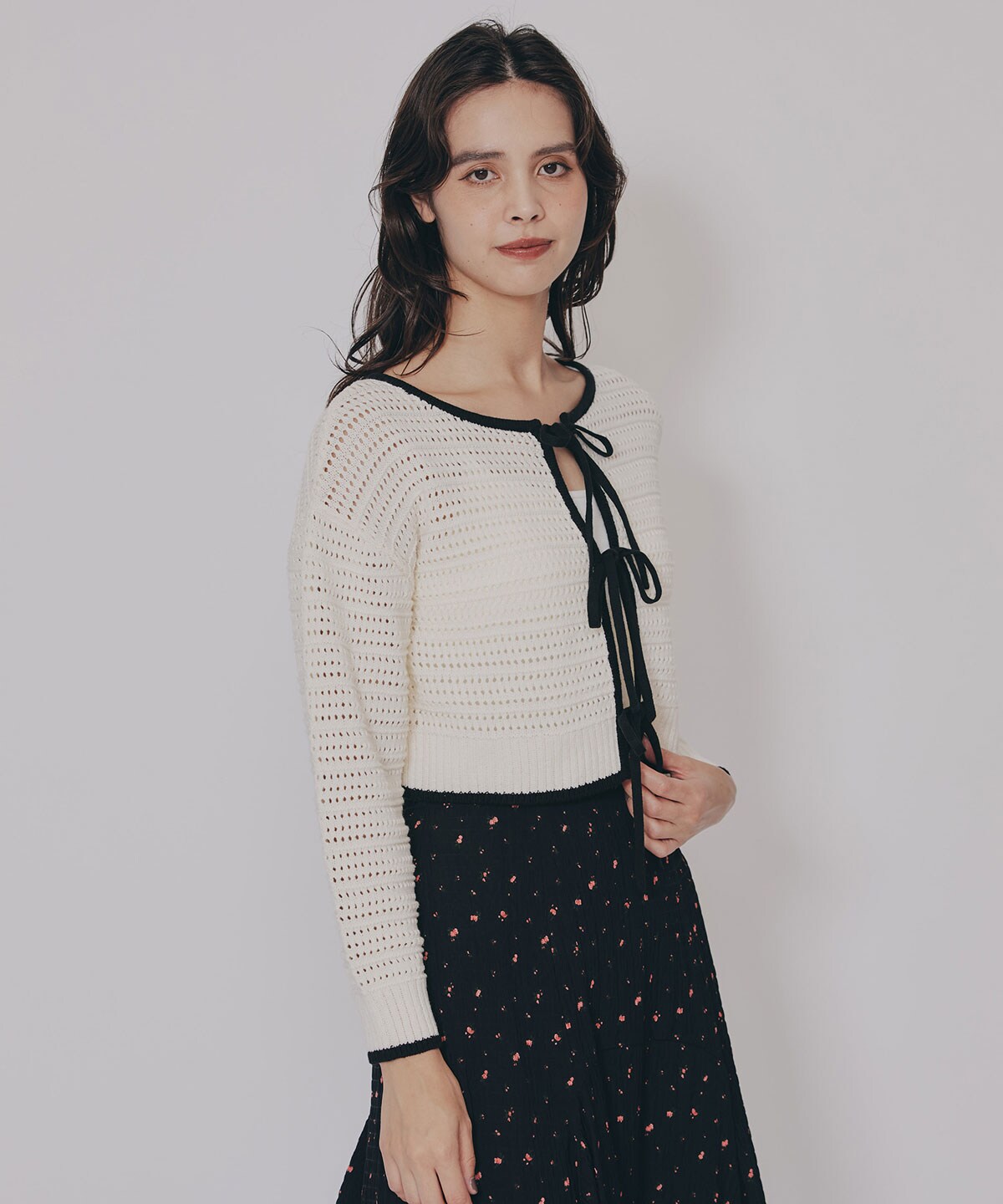 リボンニットカーディガン