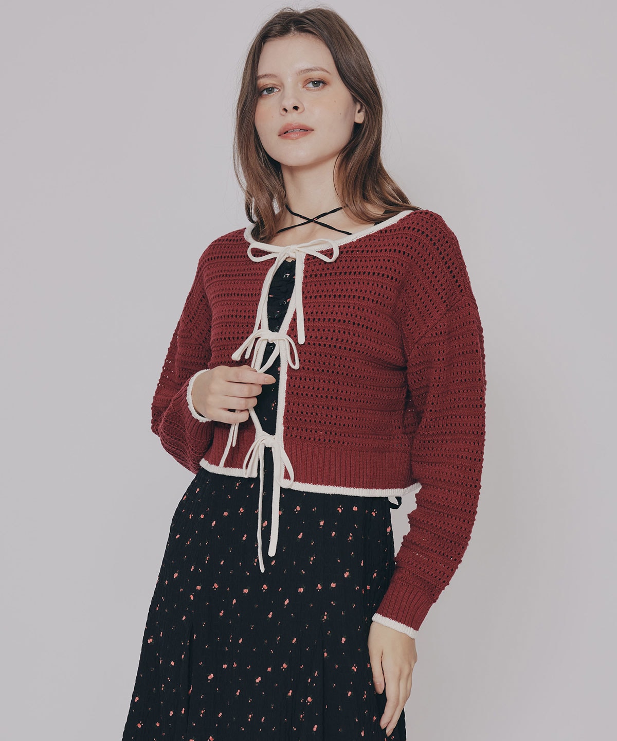 リボンニットカーディガン