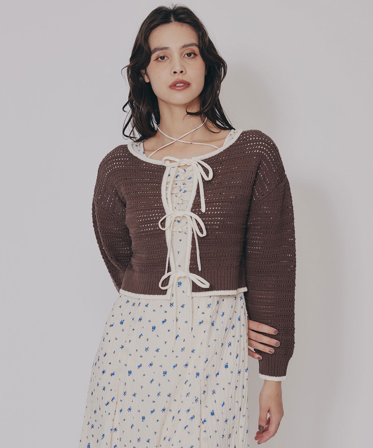 リボンニットカーディガン