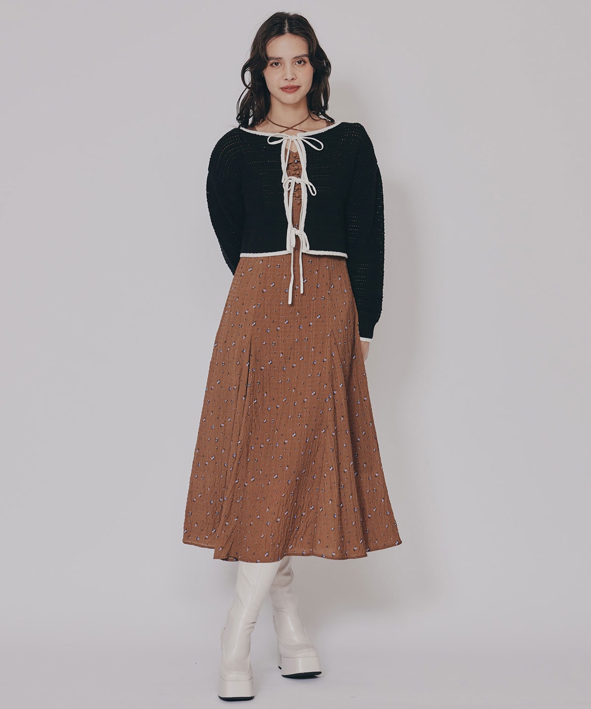 リボンニットカーディガン