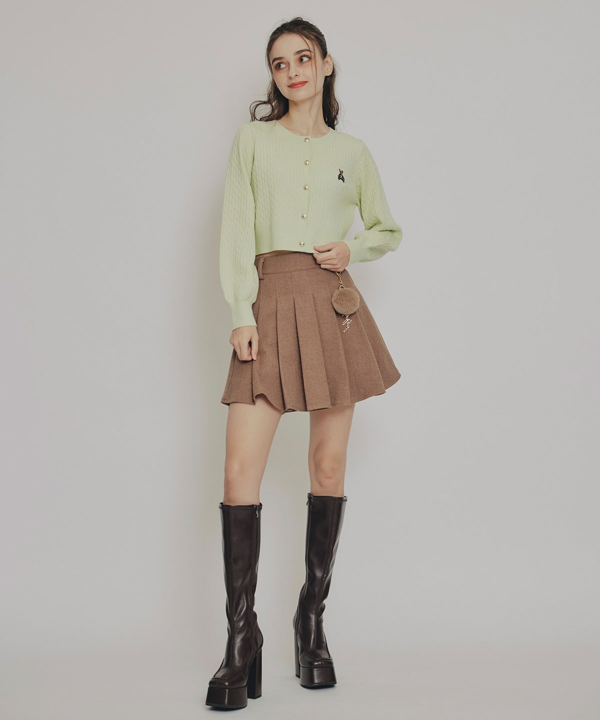 Azelyミニケーブルニットカーディガン