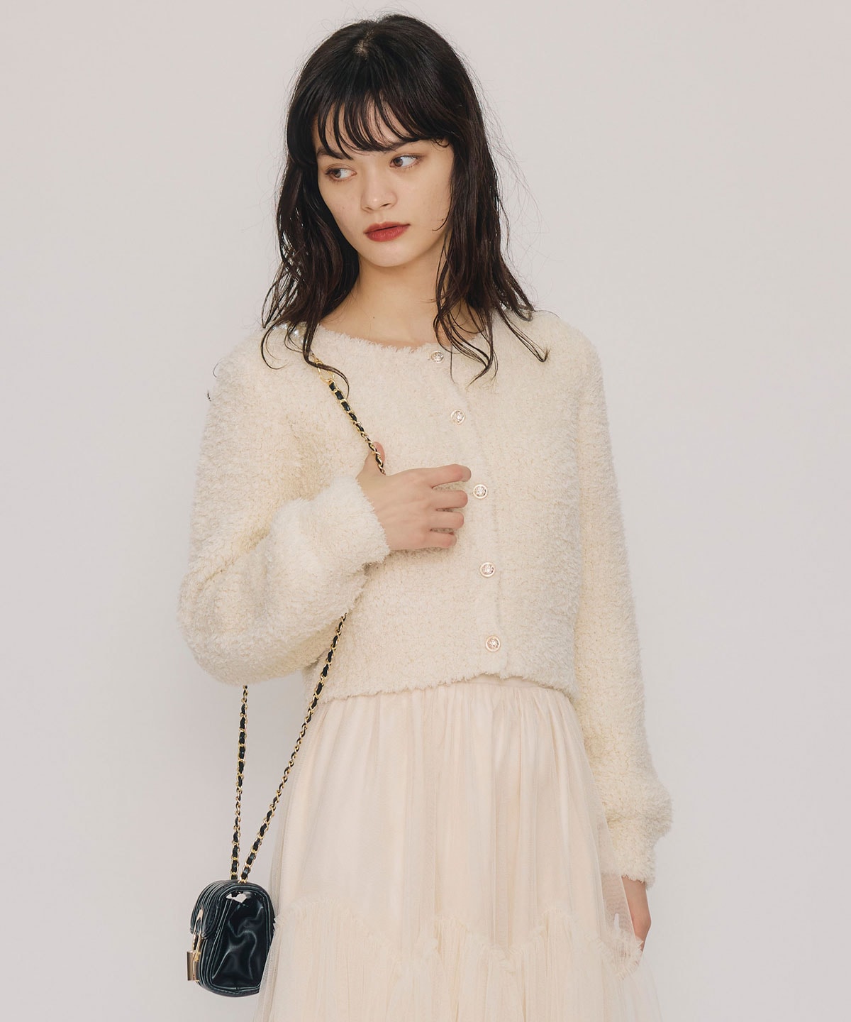 フラッフィブークレシャギーニットカーディガン