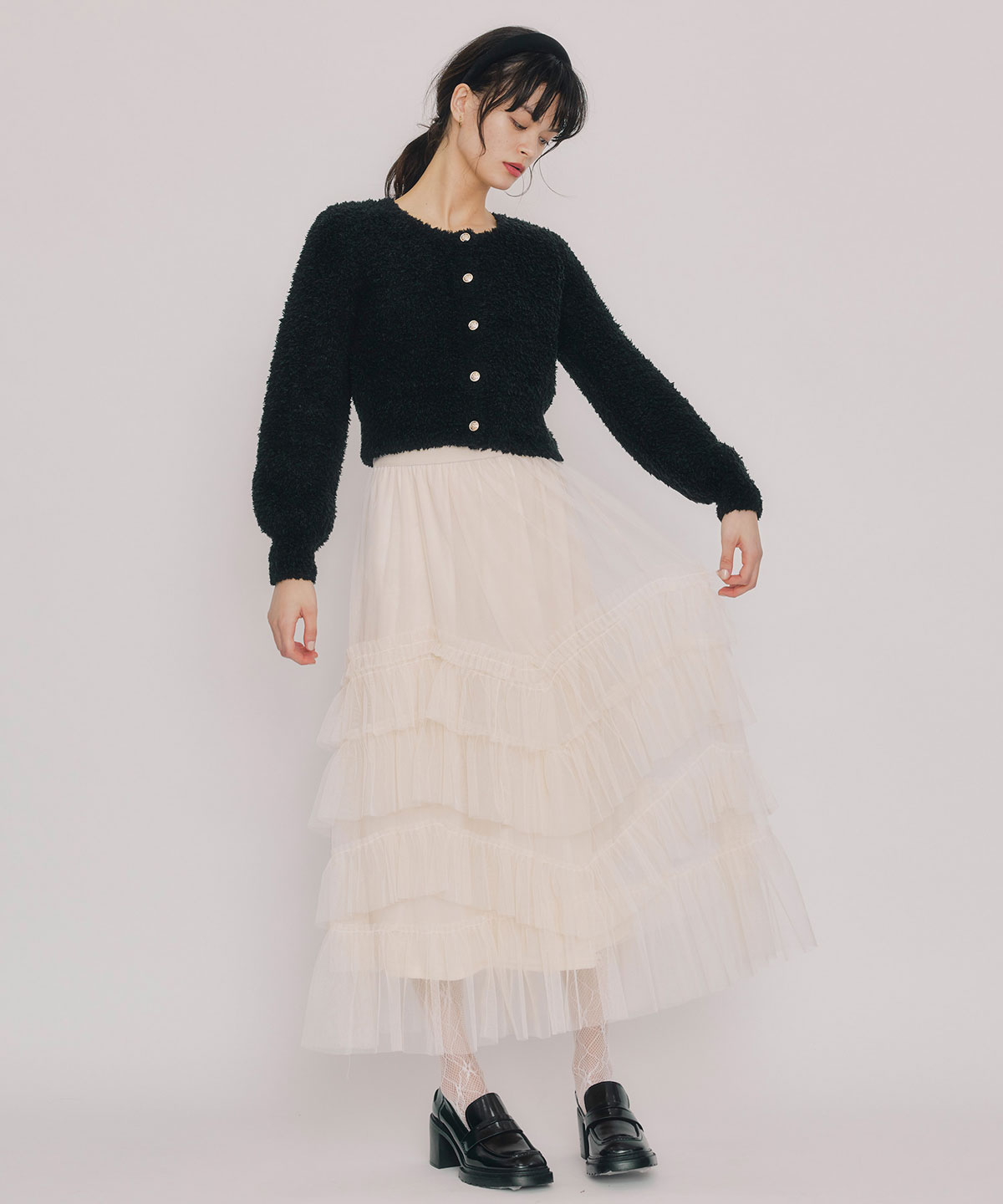 フラッフィブークレシャギーニットカーディガン