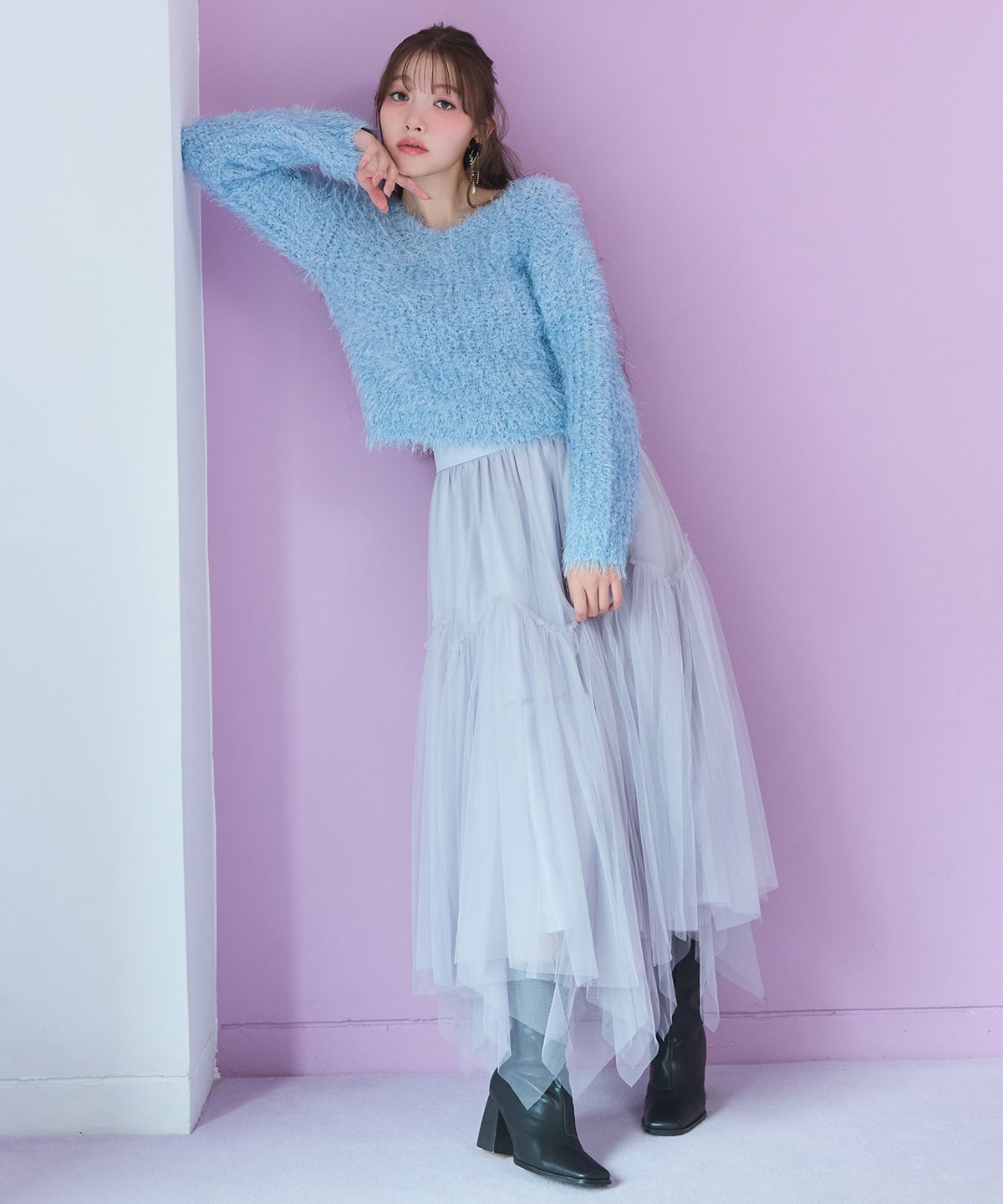 ブークレラメシャギーニットプルオーバー