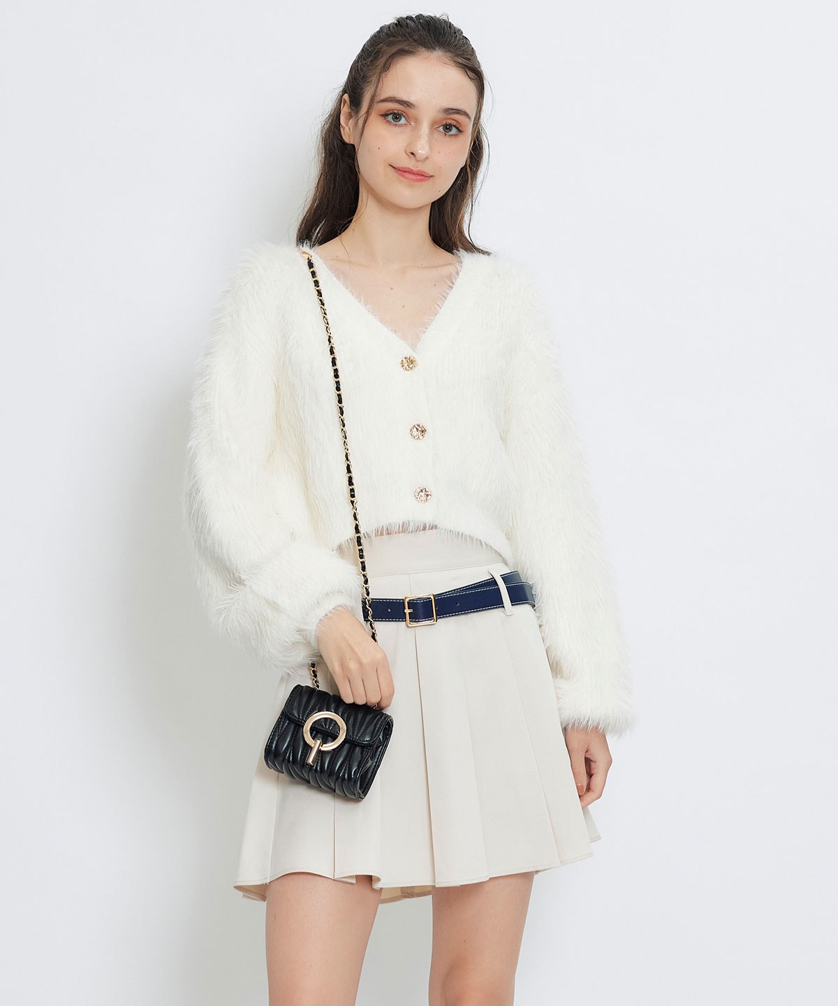 コンパクトシャギーニットカーディガン