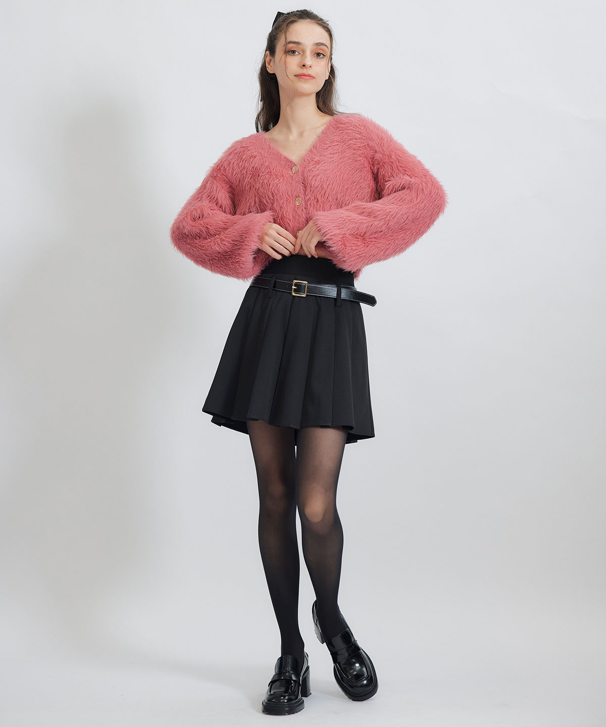 コンパクトシャギーニットカーディガン