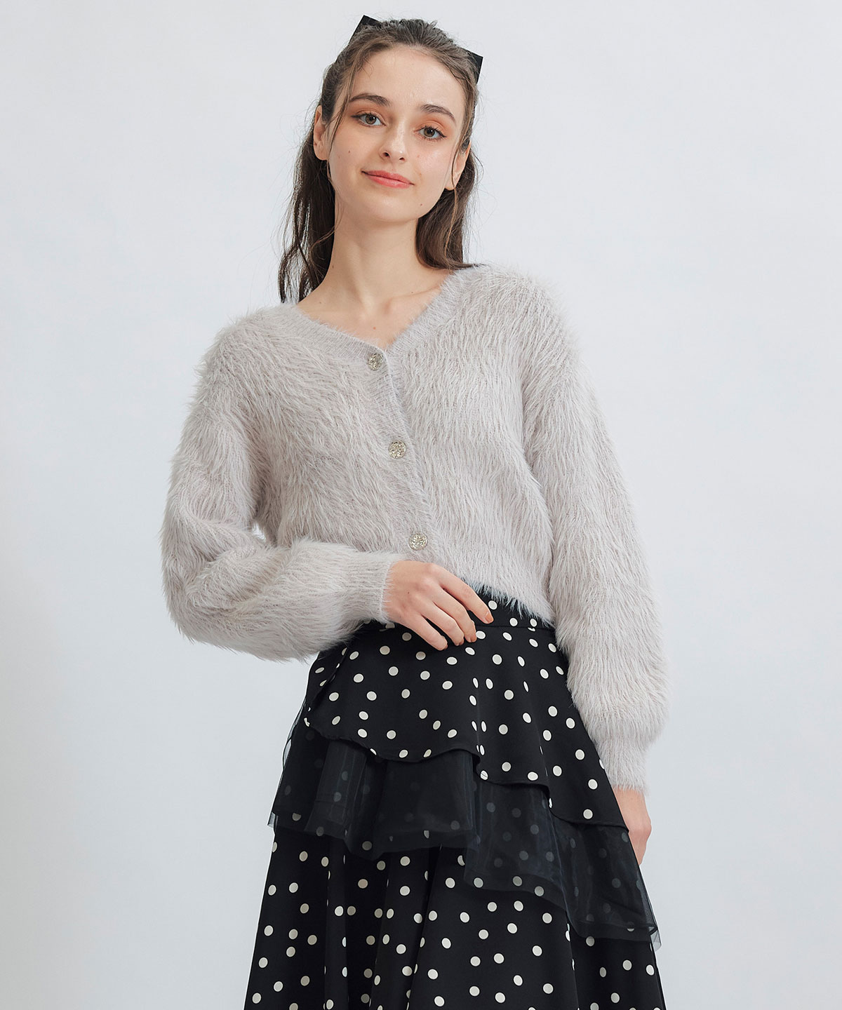 コンパクトシャギーニットカーディガン