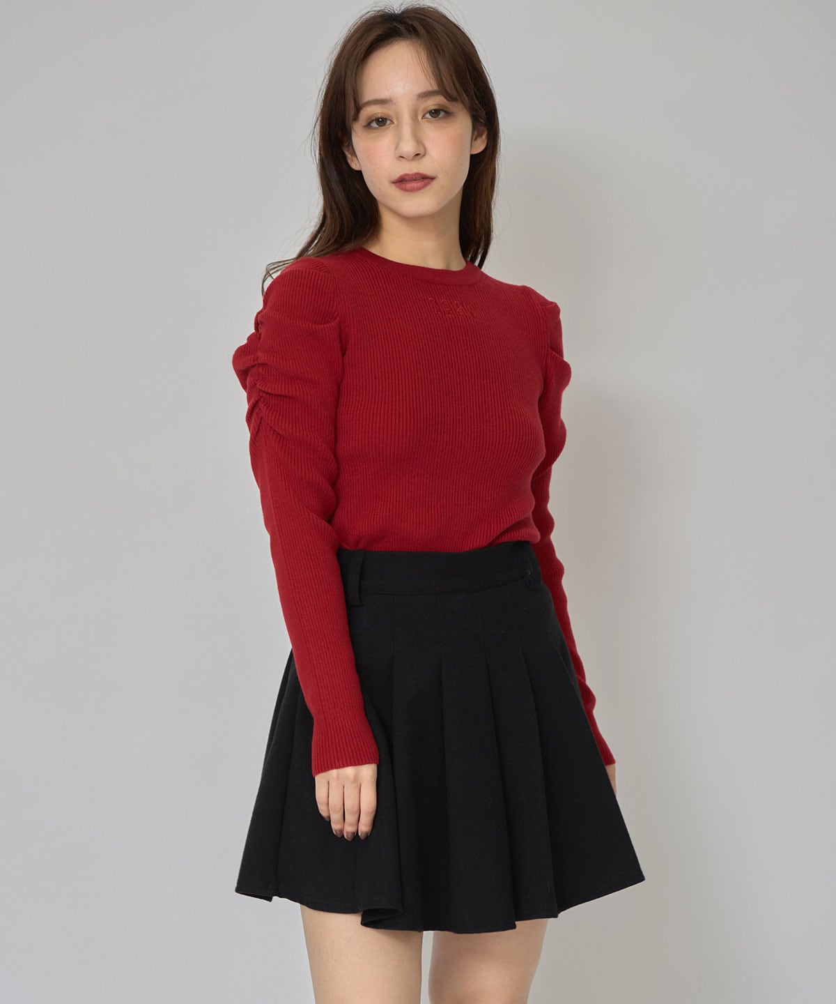 パワショルロゴリブニットトップス