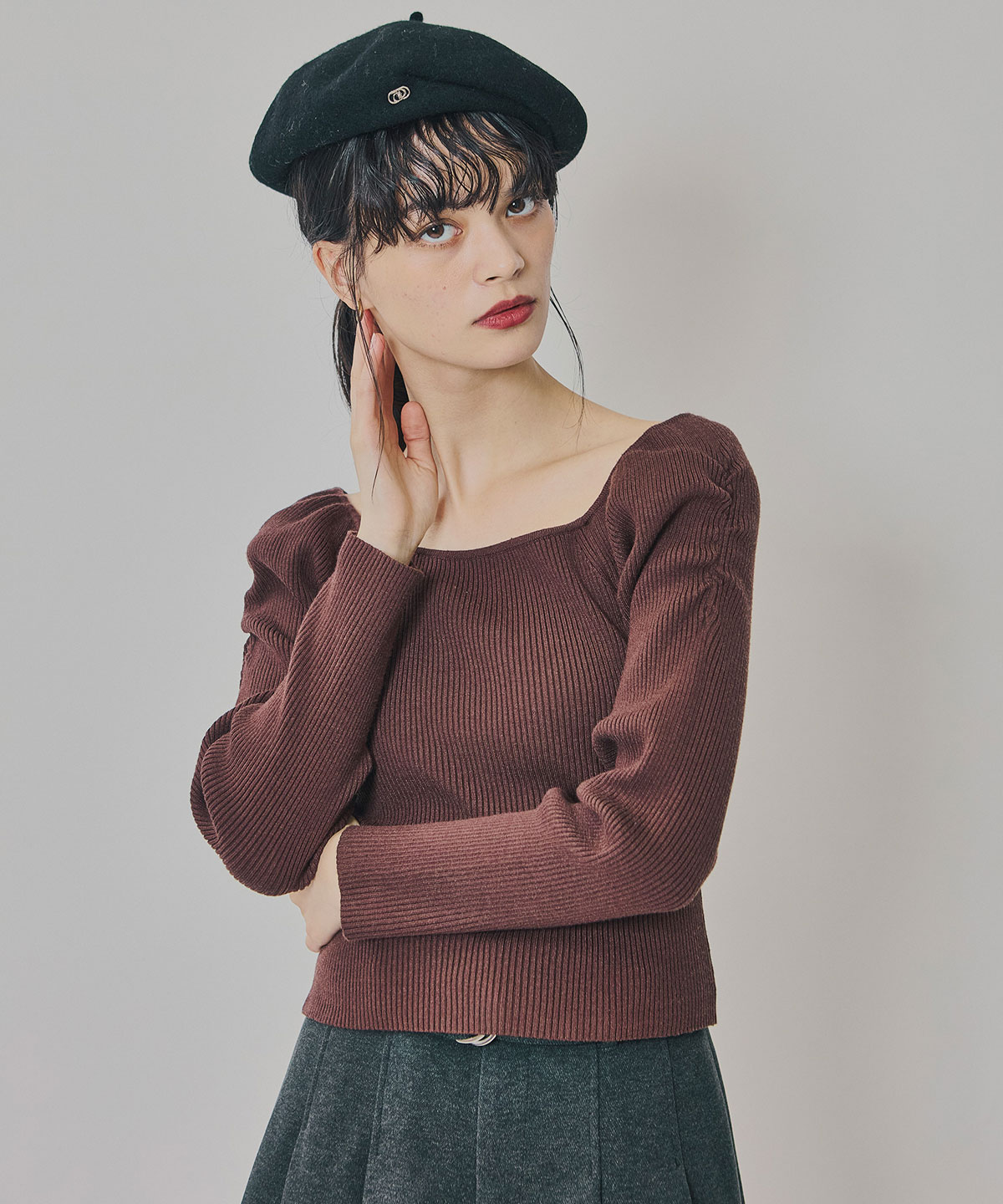 4wayリブニットトップス