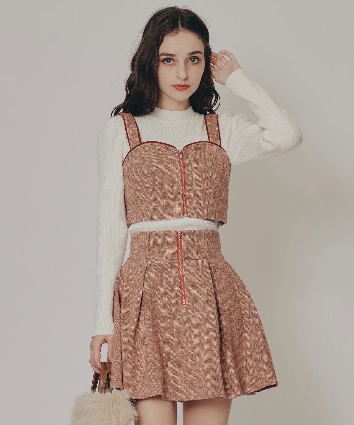 パワショルボトルネックニットトップス