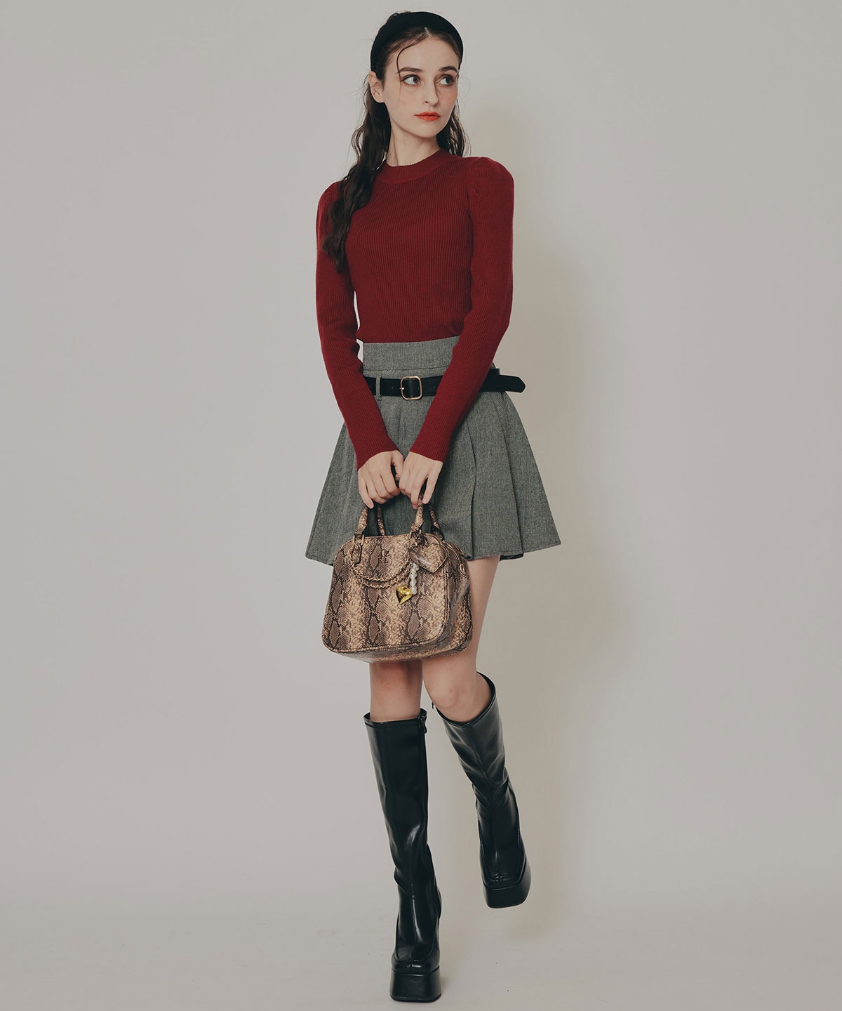 パワショルボトルネックニットトップス