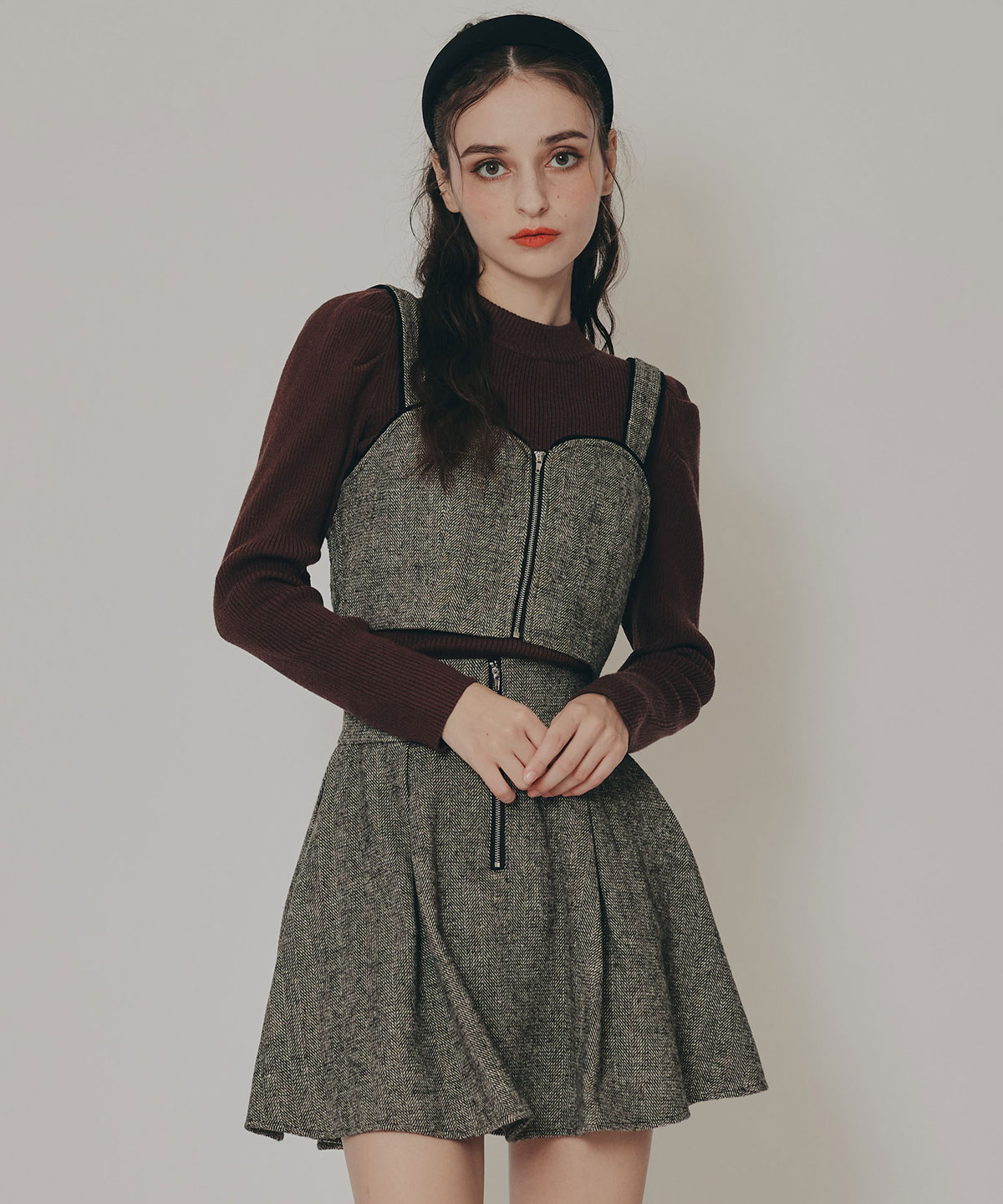 パワショルボトルネックニットトップス