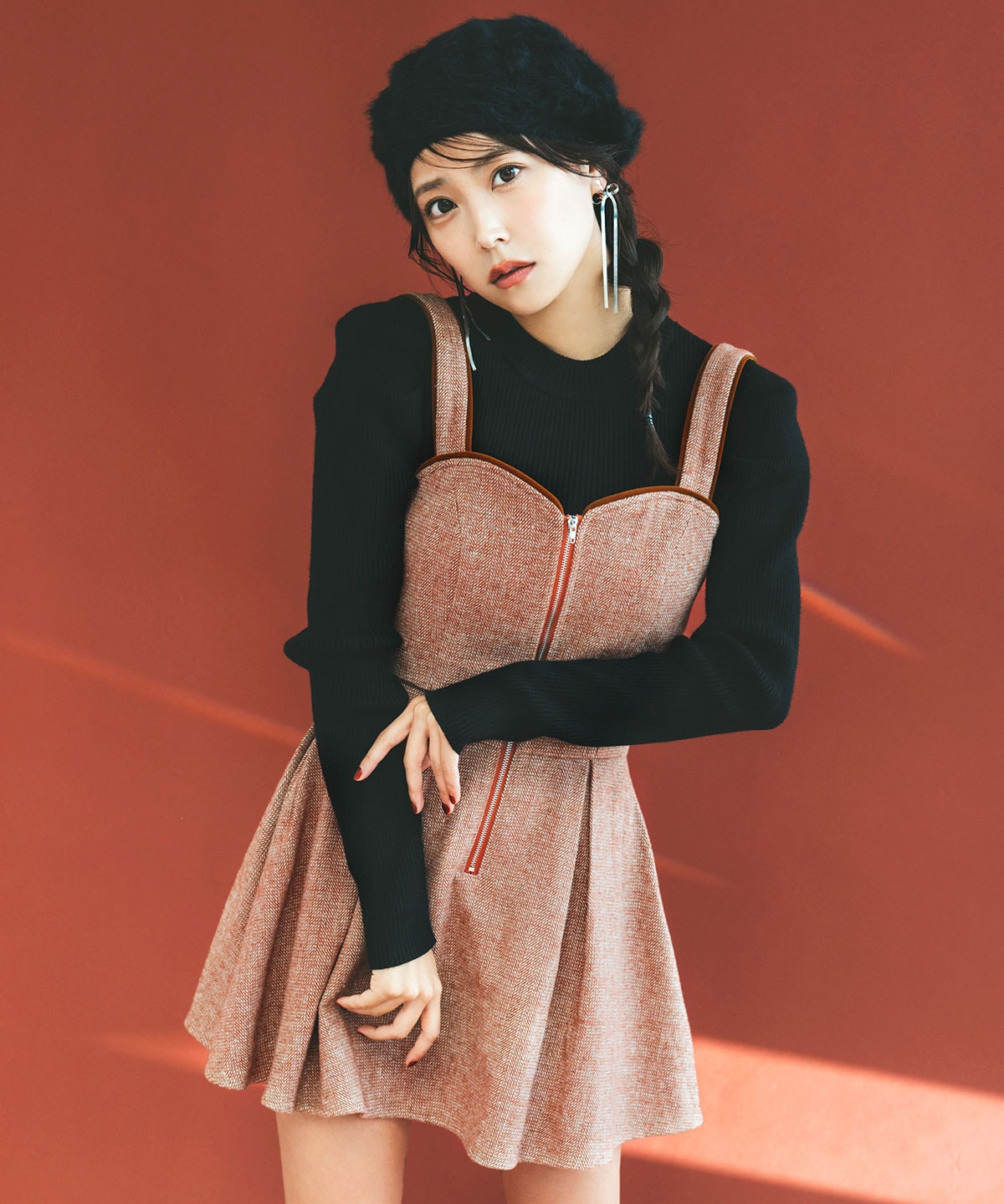 パワショルボトルネックニットトップス