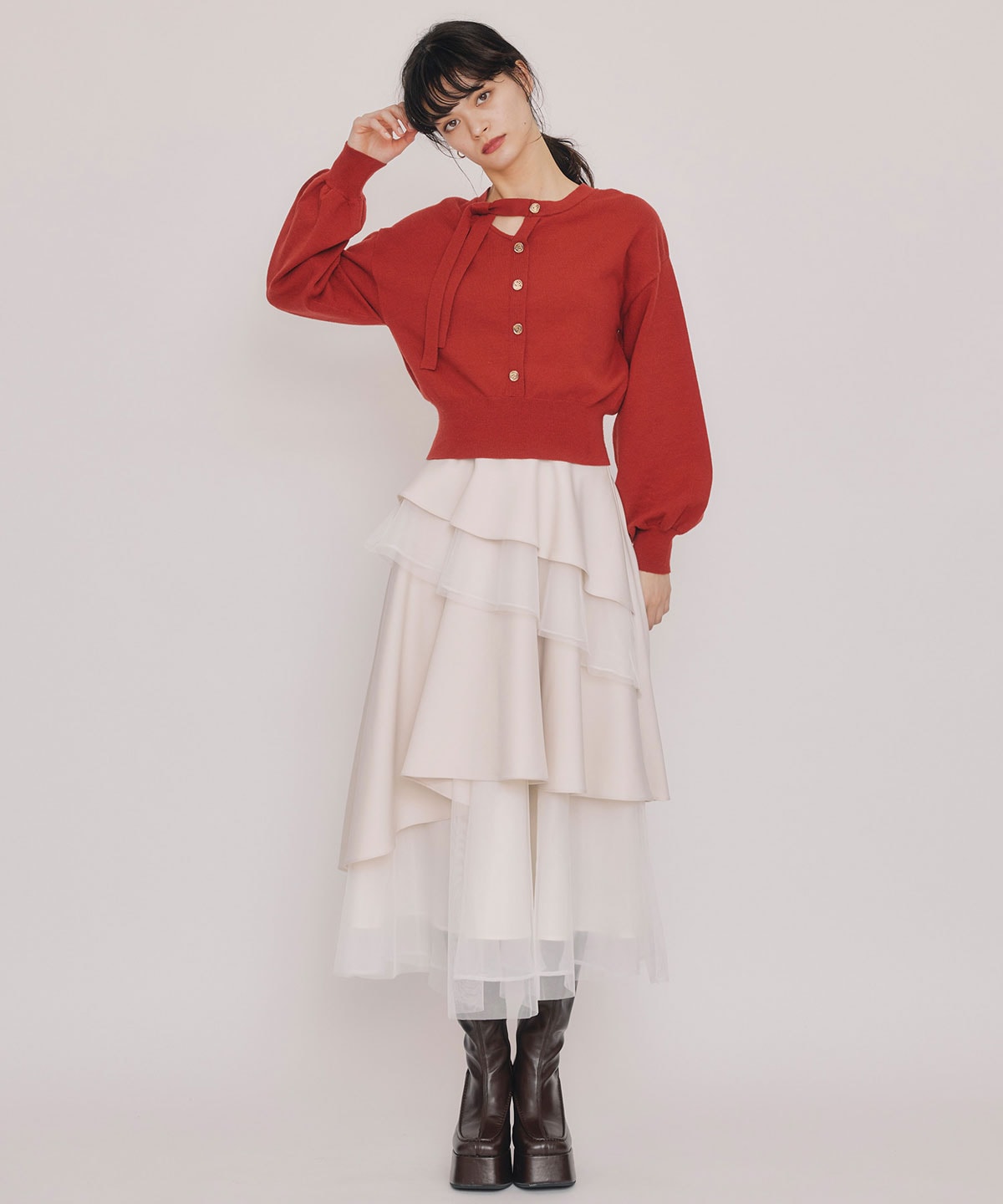 アシメカットデザインニットプルオーバー