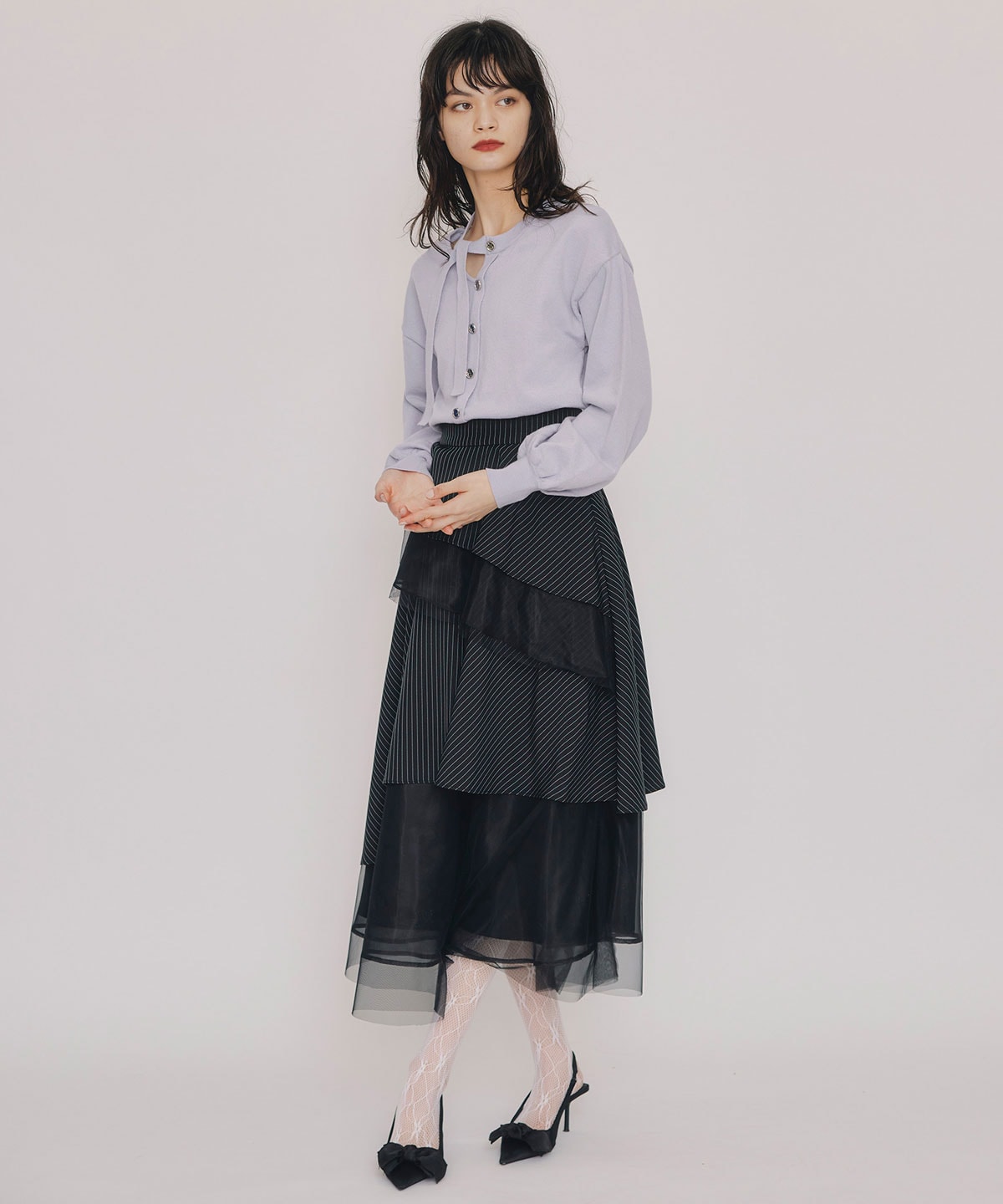 アシメカットデザインニットプルオーバー