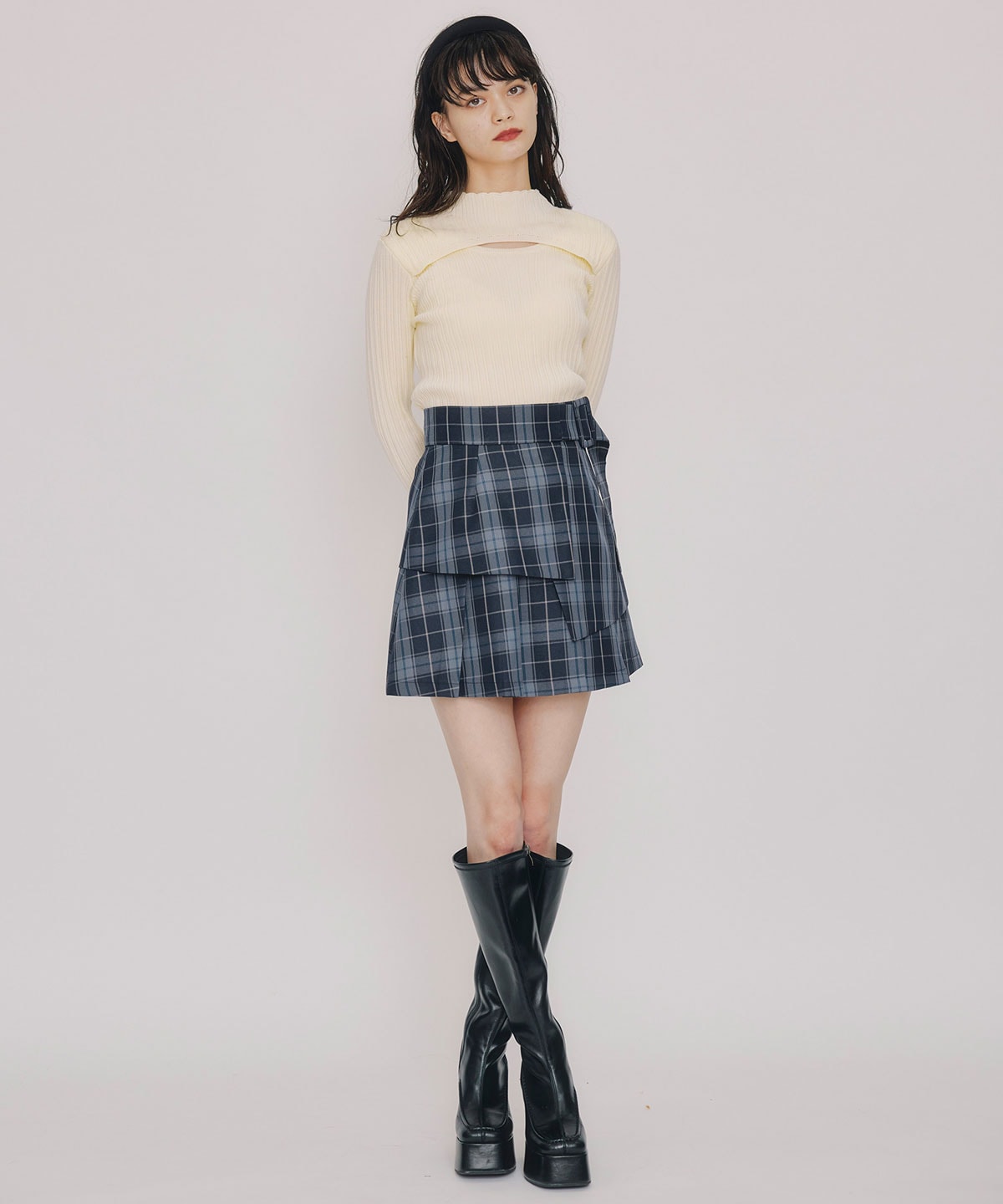 レイヤードデザインランダムリブニットプルオーバー