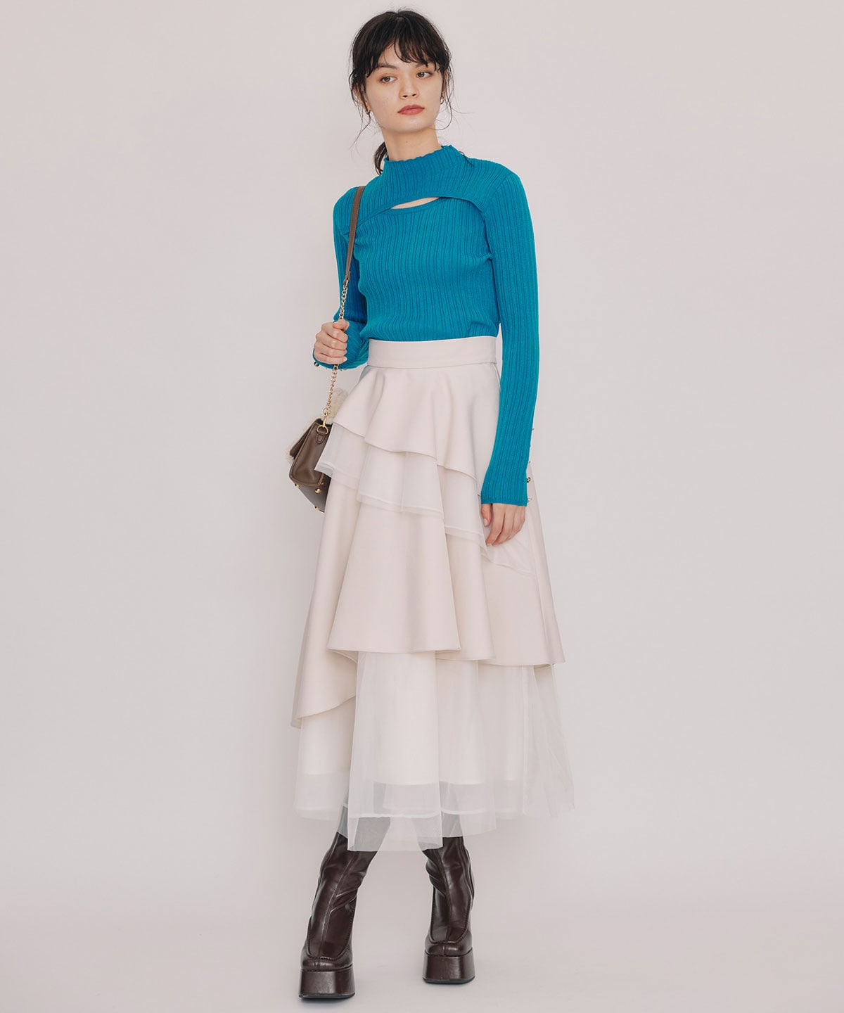 レイヤードデザインランダムリブニットプルオーバー