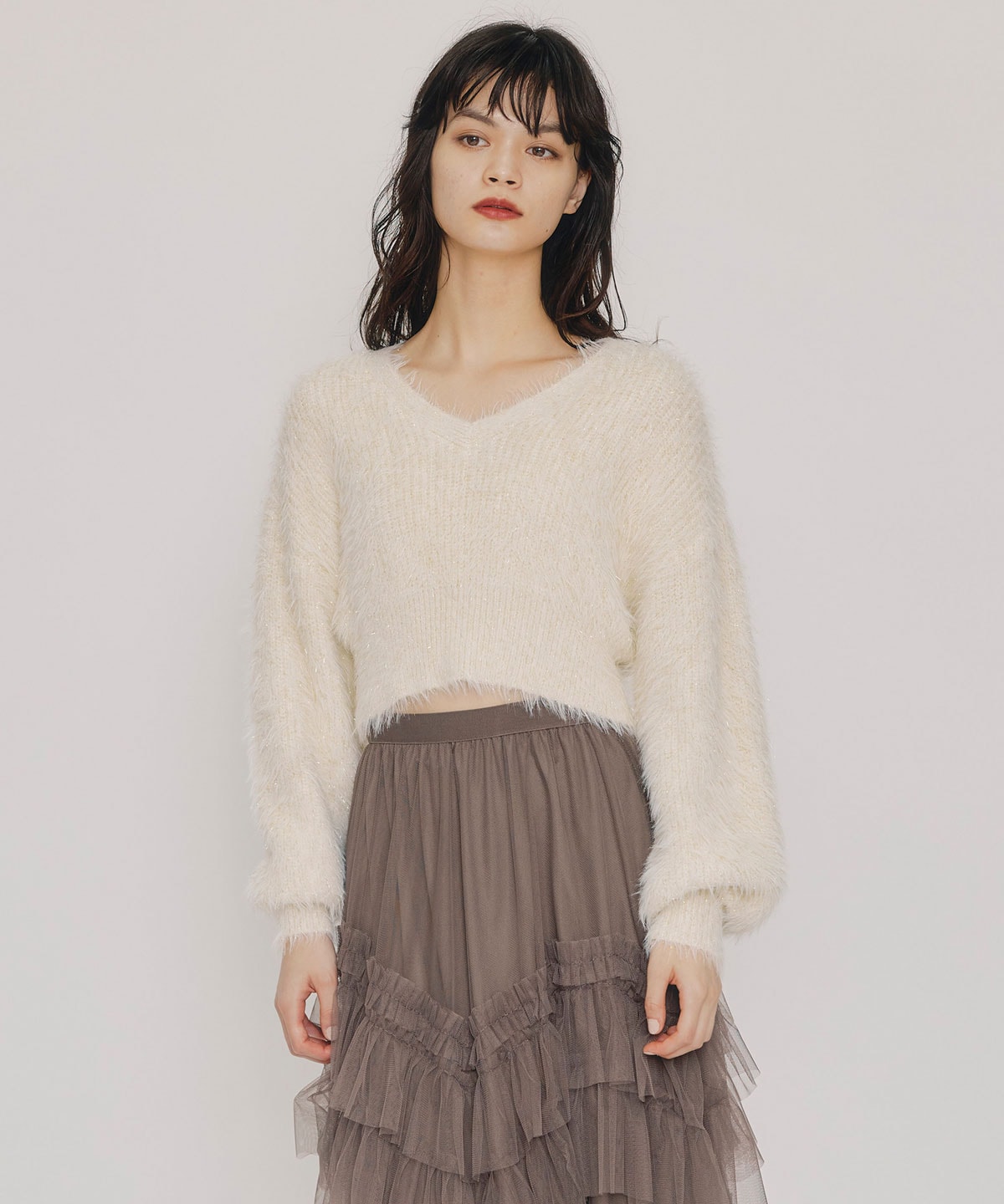 ラメシャギーニットプルオーバー