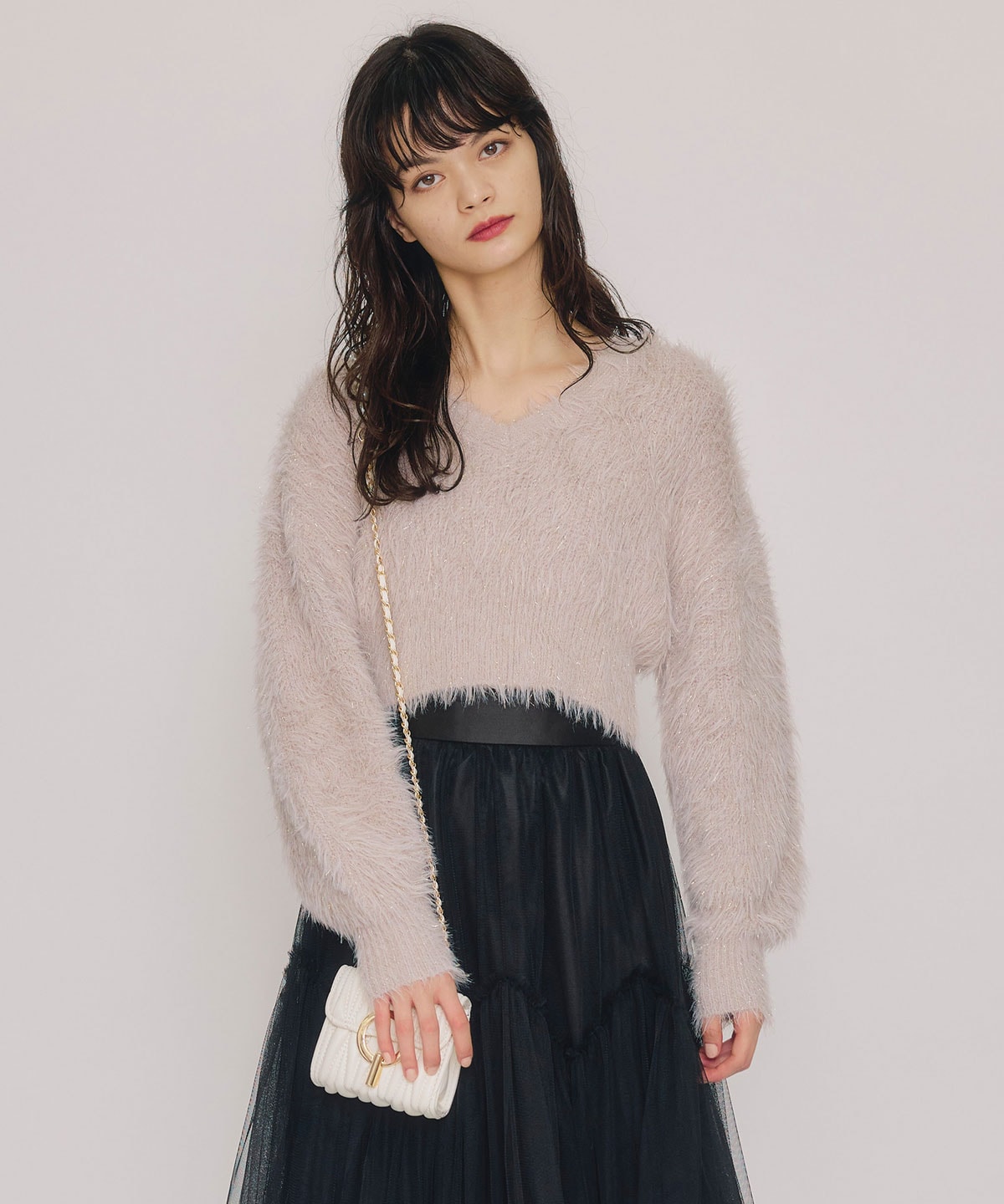 ラメシャギーニットプルオーバー