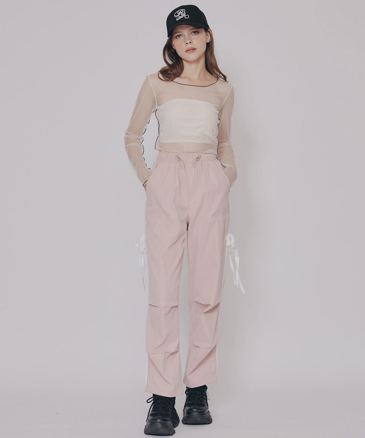 バイカラーメロウチュールトップス×ベアトップ