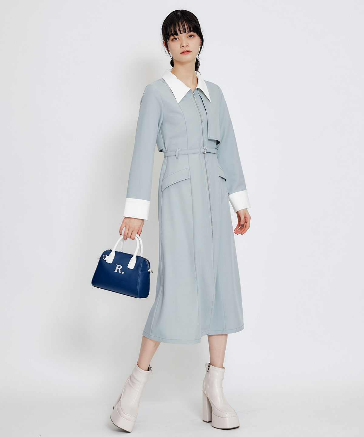 R.バイカラーミニボストンショルダーバッグ