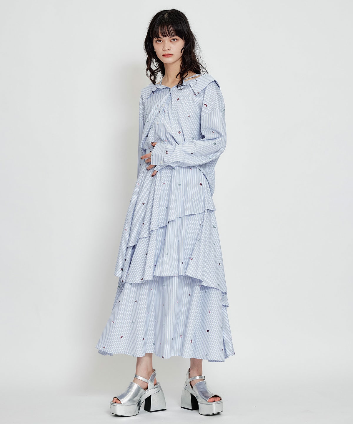 【セットアップ可能】REDYAZELアルファベットロゴ刺繍2WAYシャツブラウス