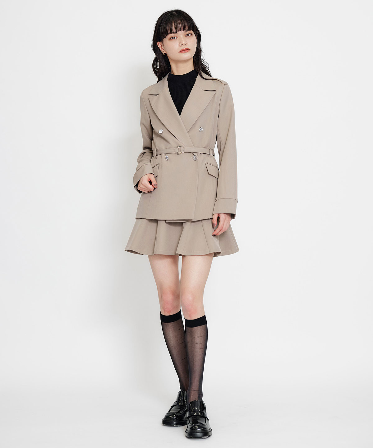 【セットアップ可能】ベルトチューリップミニスカート