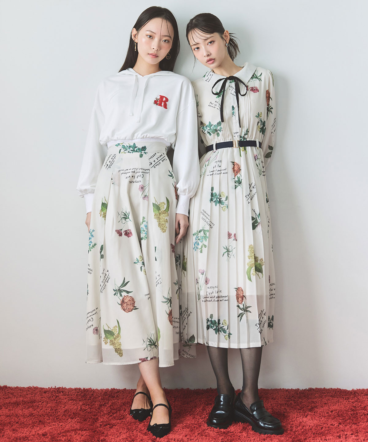 【Sheer Flower Series】シアーフラワータックフレアロングスカート