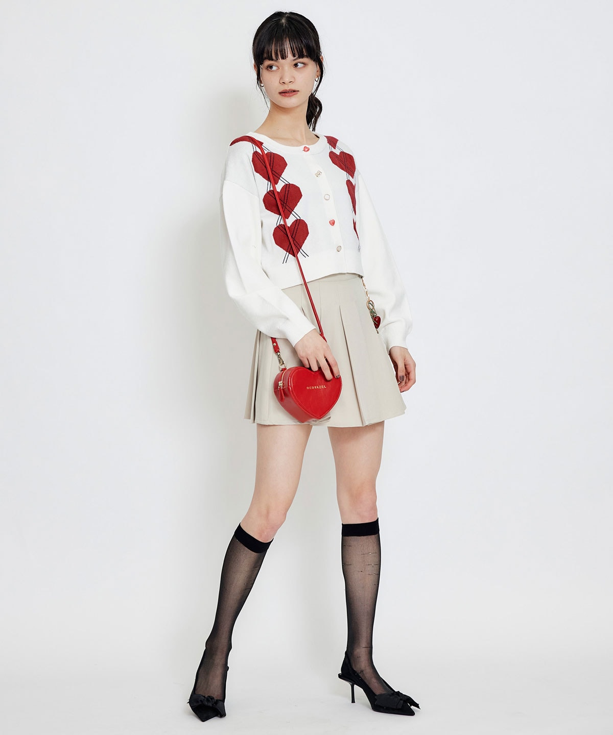 REDYAZEL×ハートチャームプリーツミニスカート