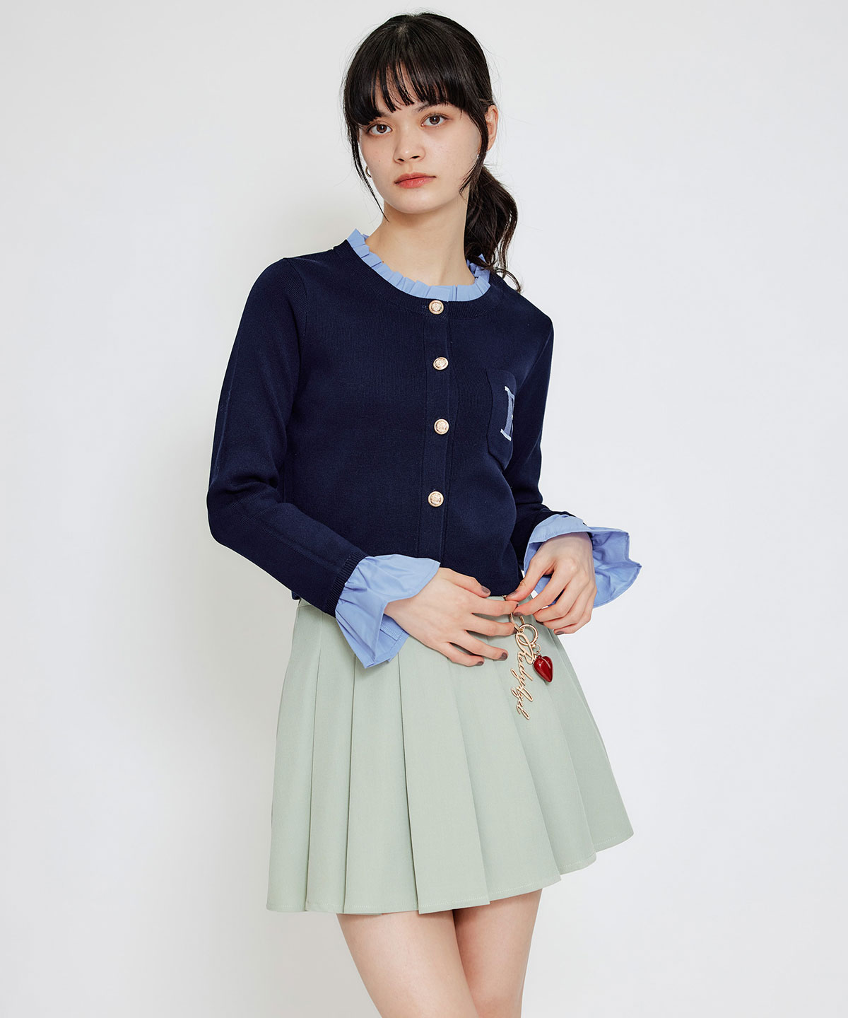 REDYAZEL×ハートチャームプリーツミニスカート