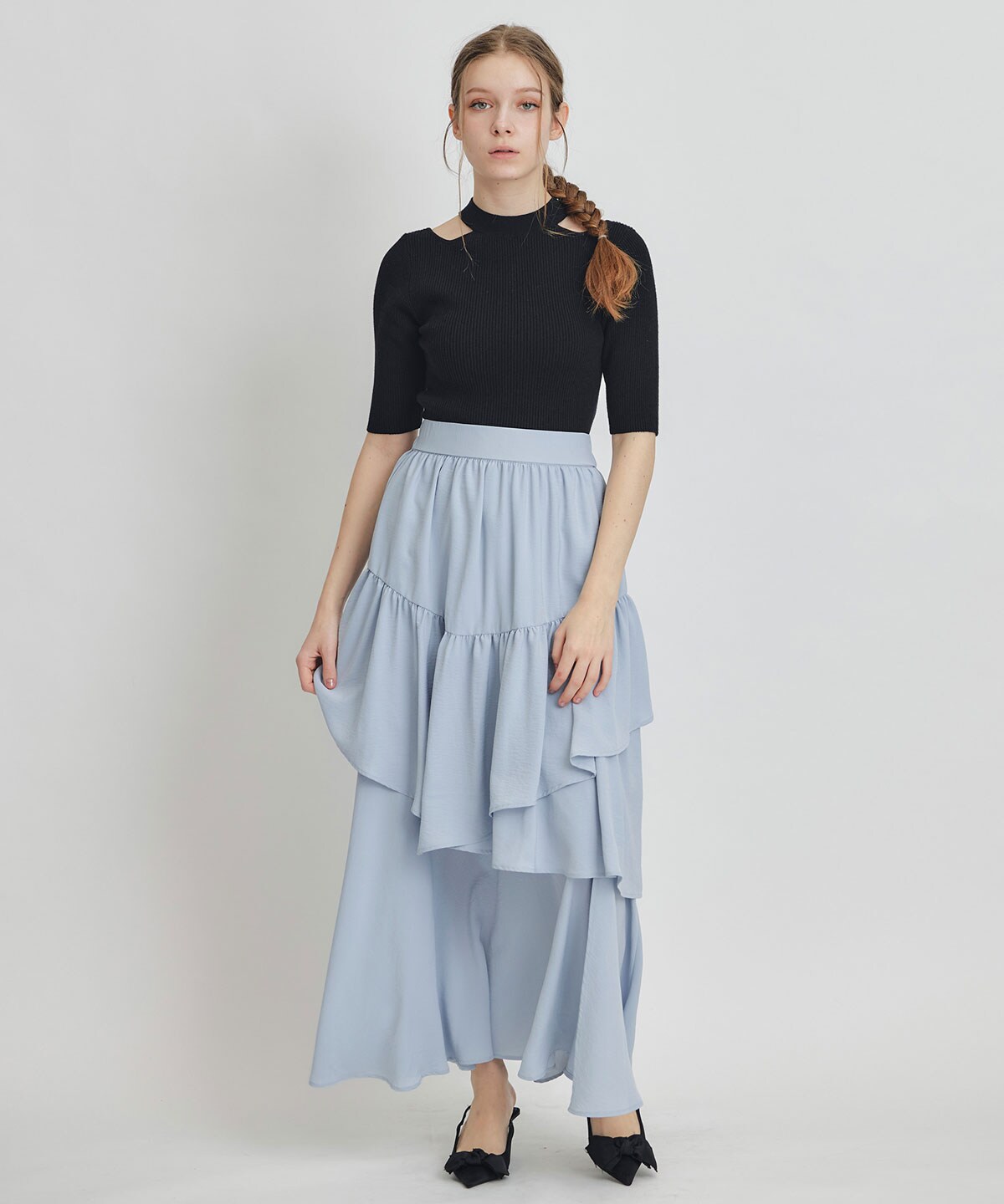 エアリーティアードロングスカート