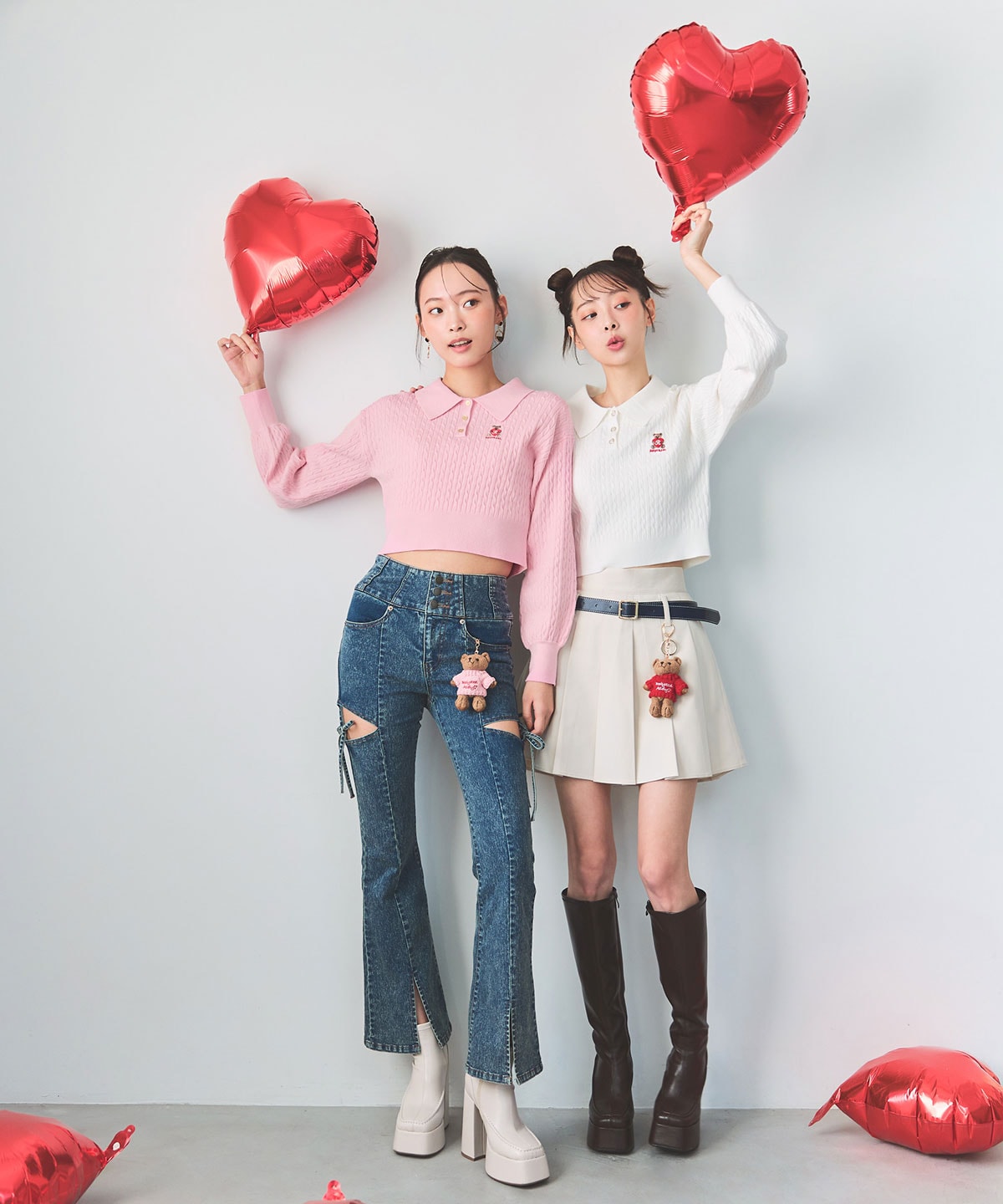 カットアウトリボンストレッチデニム