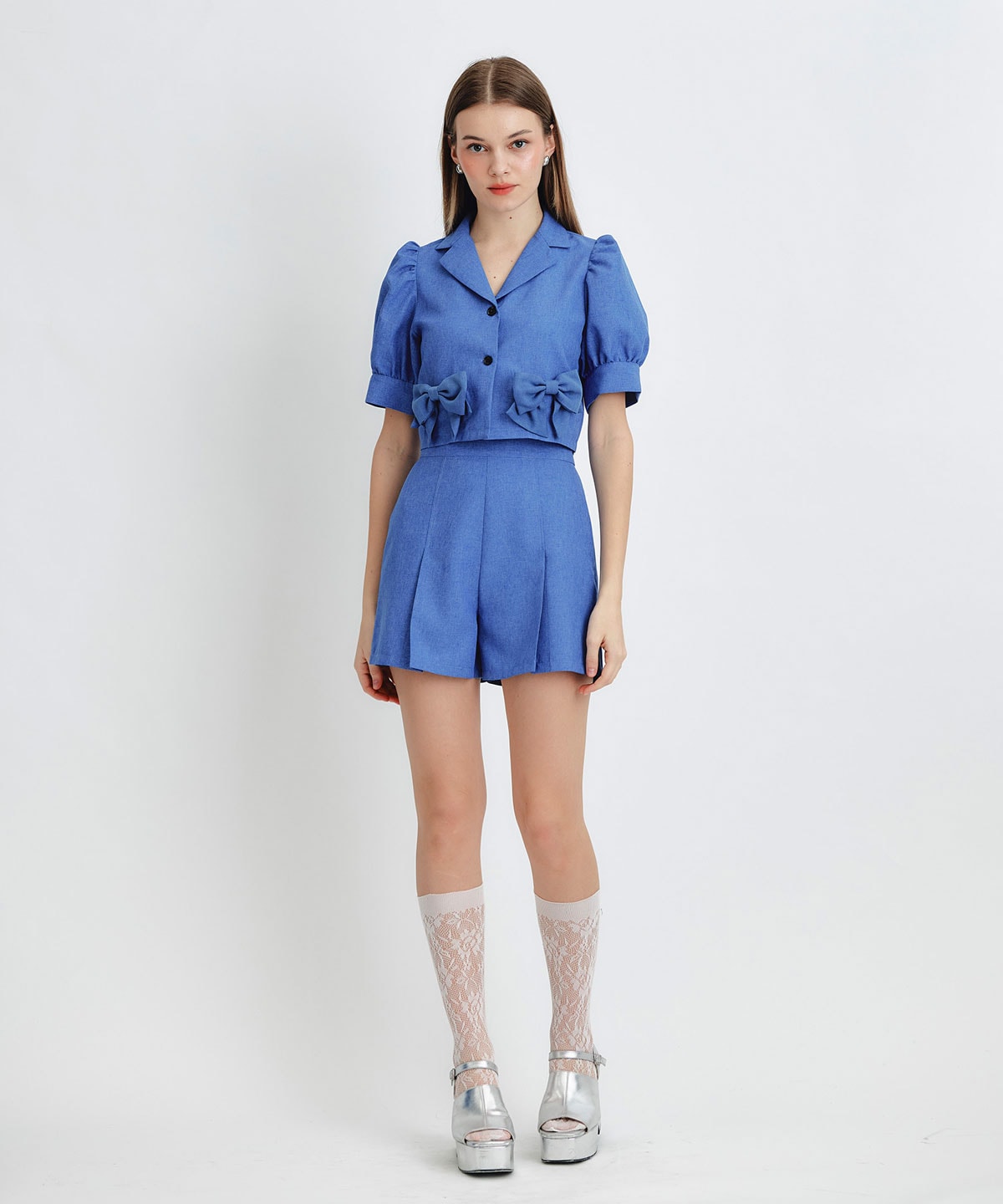 マルチリボンジャケット×ショートパンツセットアップ