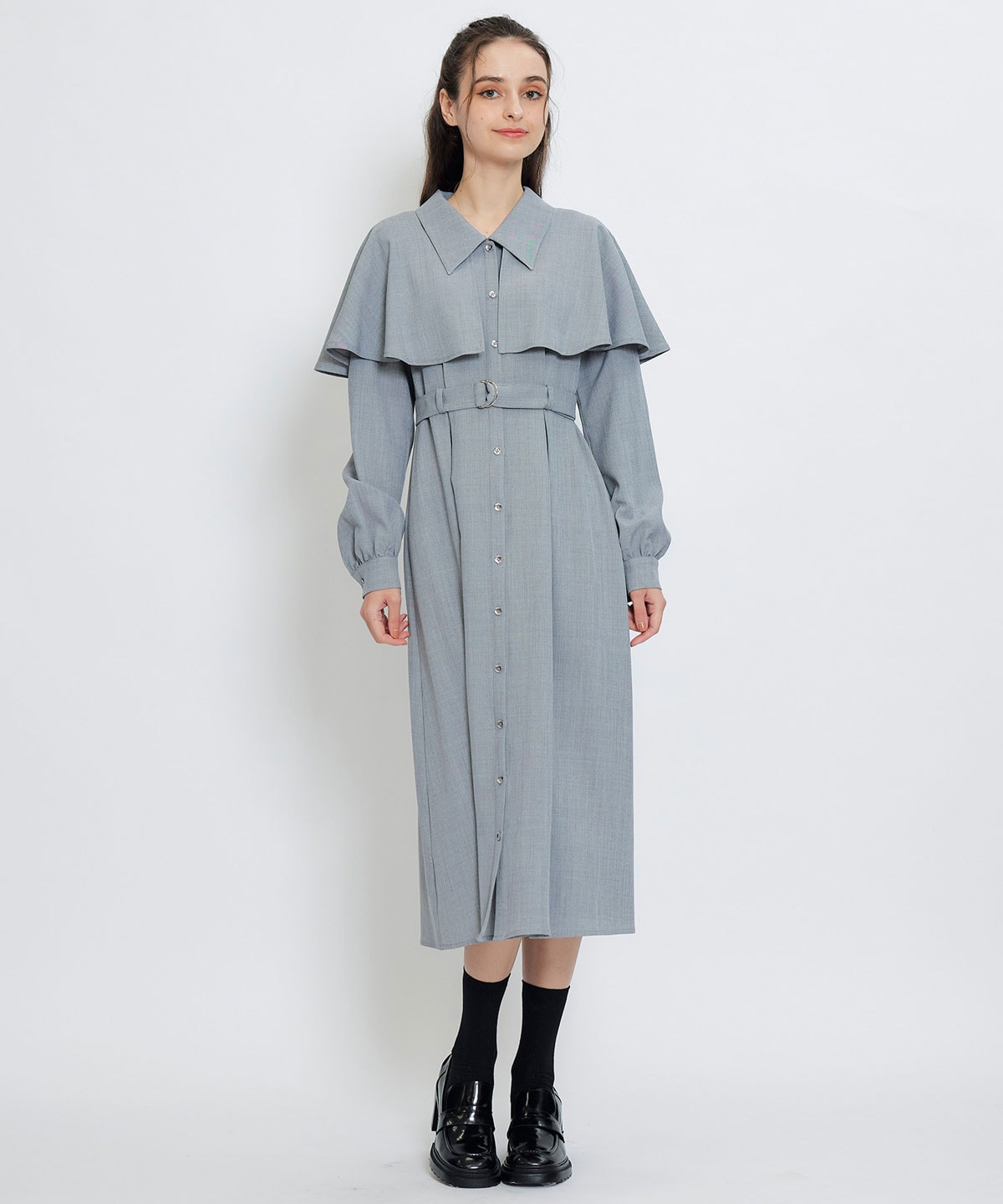 ケープライクロングフレアワンピース