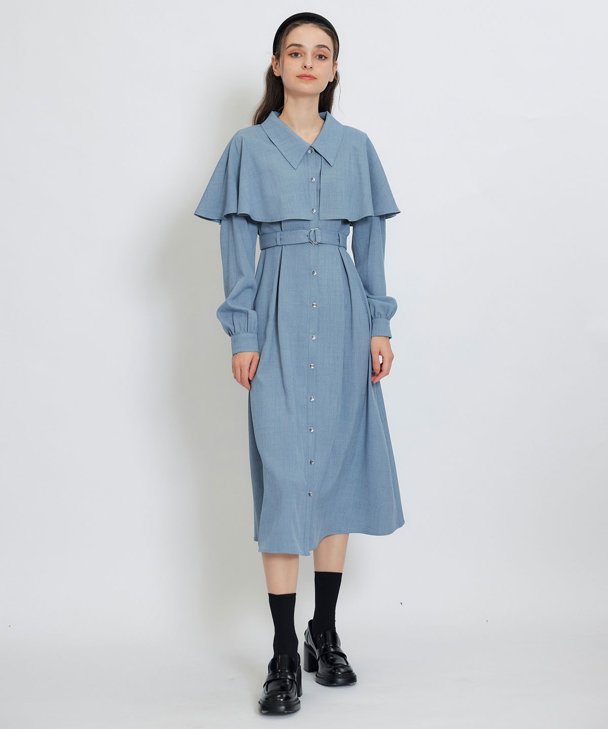 ケープライクロングフレアワンピース