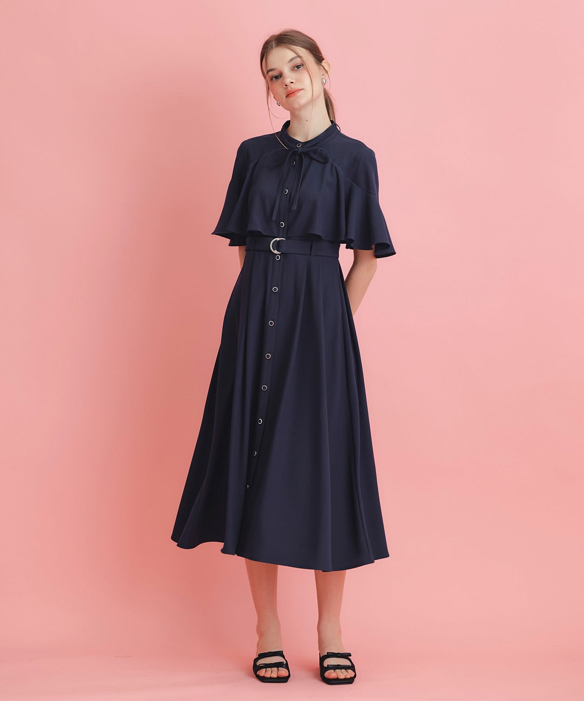 ケープフレアロングワンピース