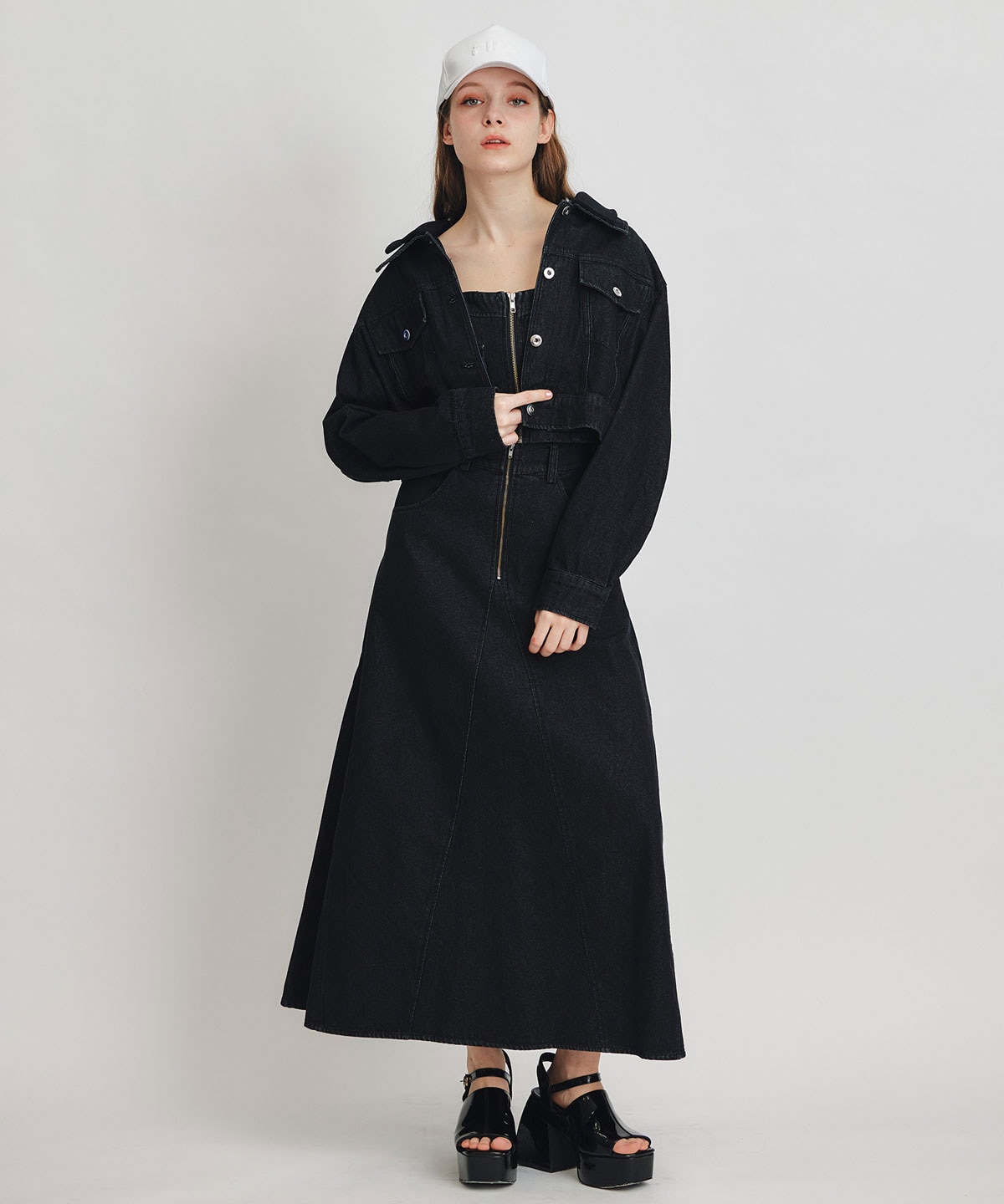 【Chemical Wash Series】ケミカルウォッシュデニムダブルカラーGジャン