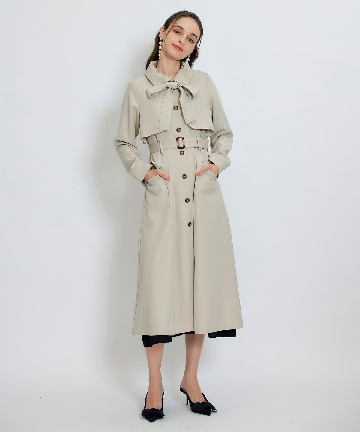 2WAYレイヤードライクリボントレンチコート