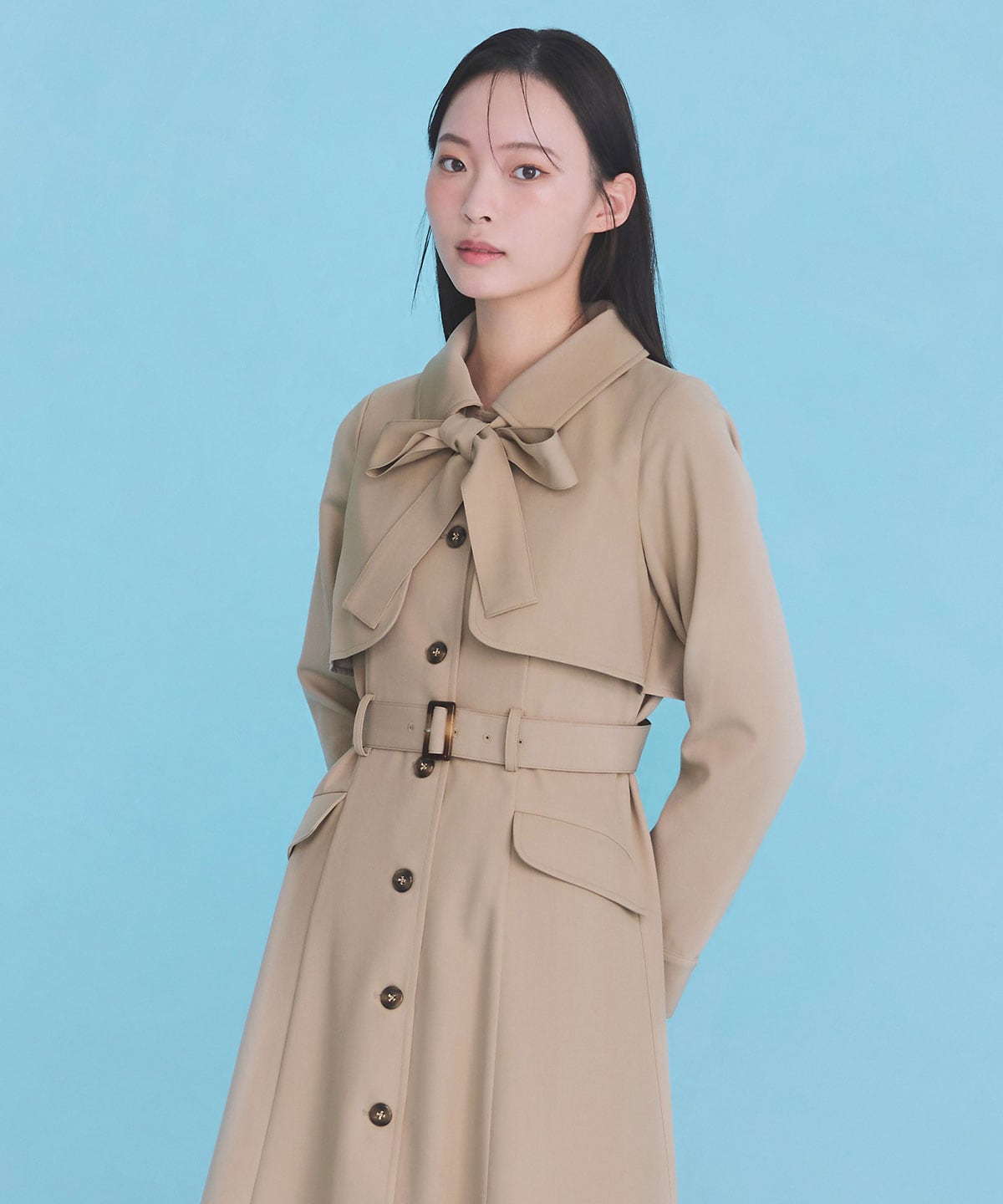 2WAYレイヤードライクリボントレンチコート