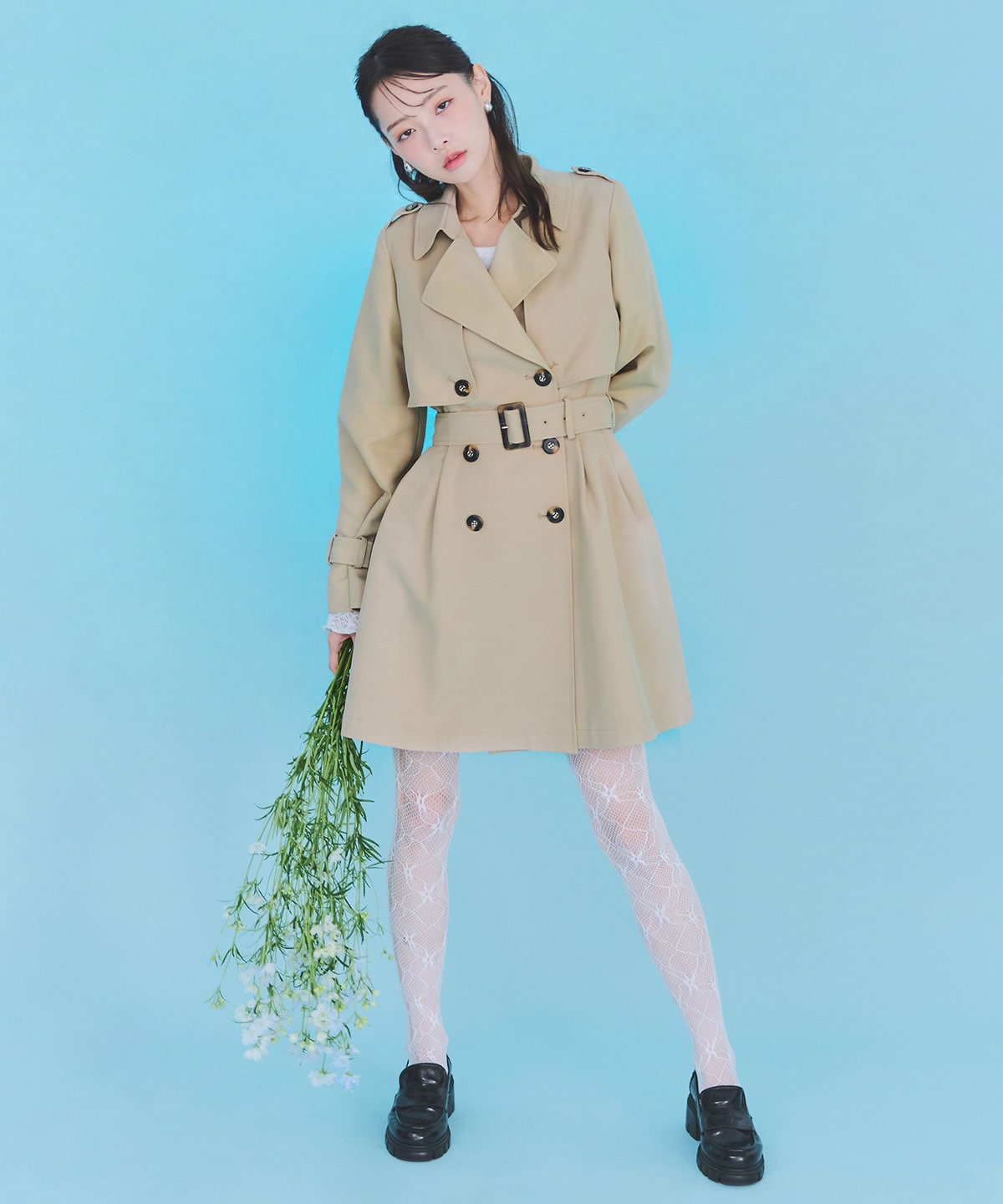 ウエストベルトショートトレンチコート