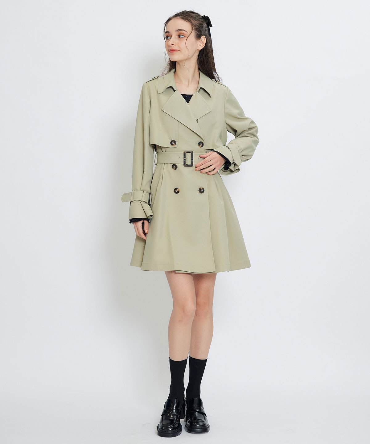 ウエストベルトショートトレンチコート